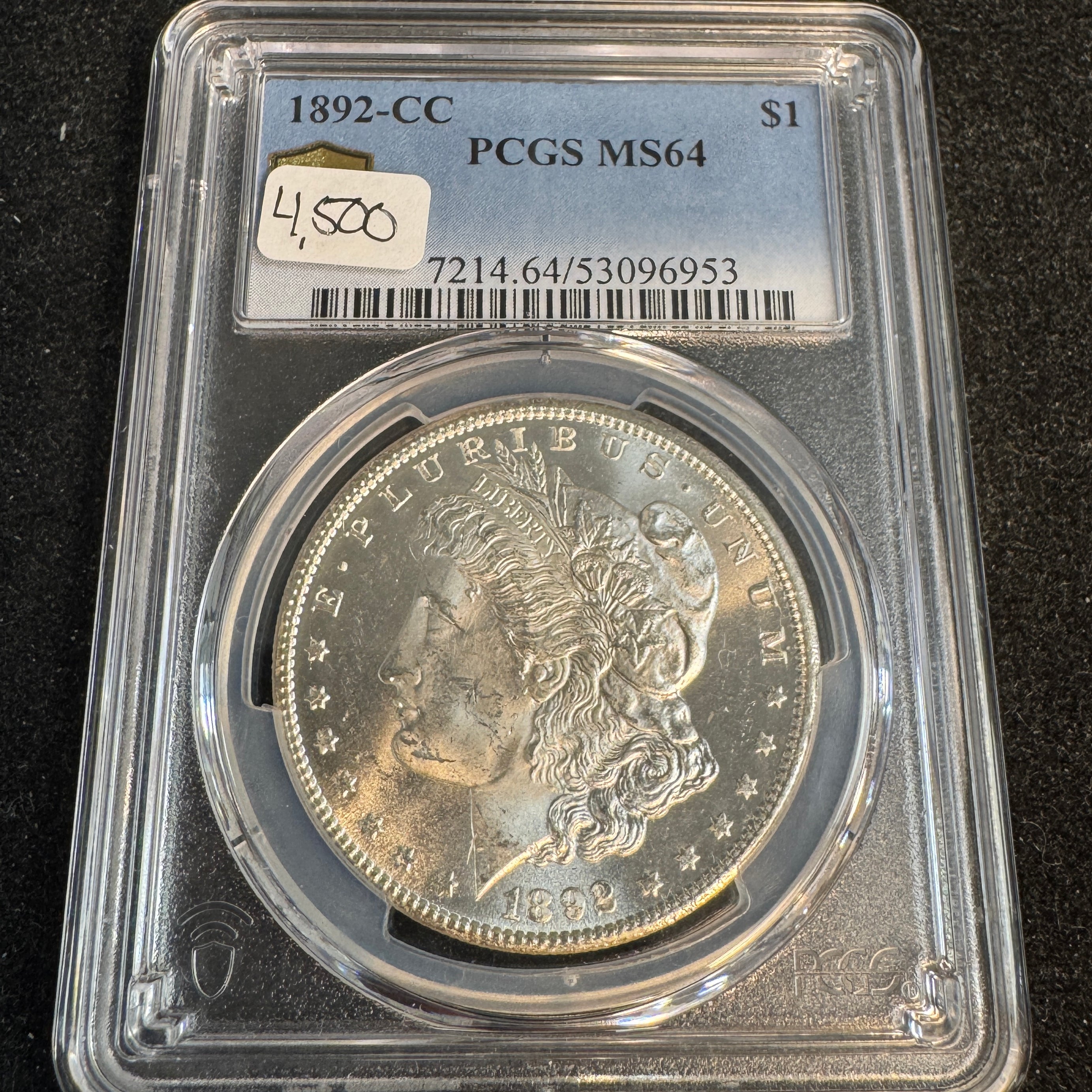 1892-CC Morgan Silver Dollar, PCGS MS-64