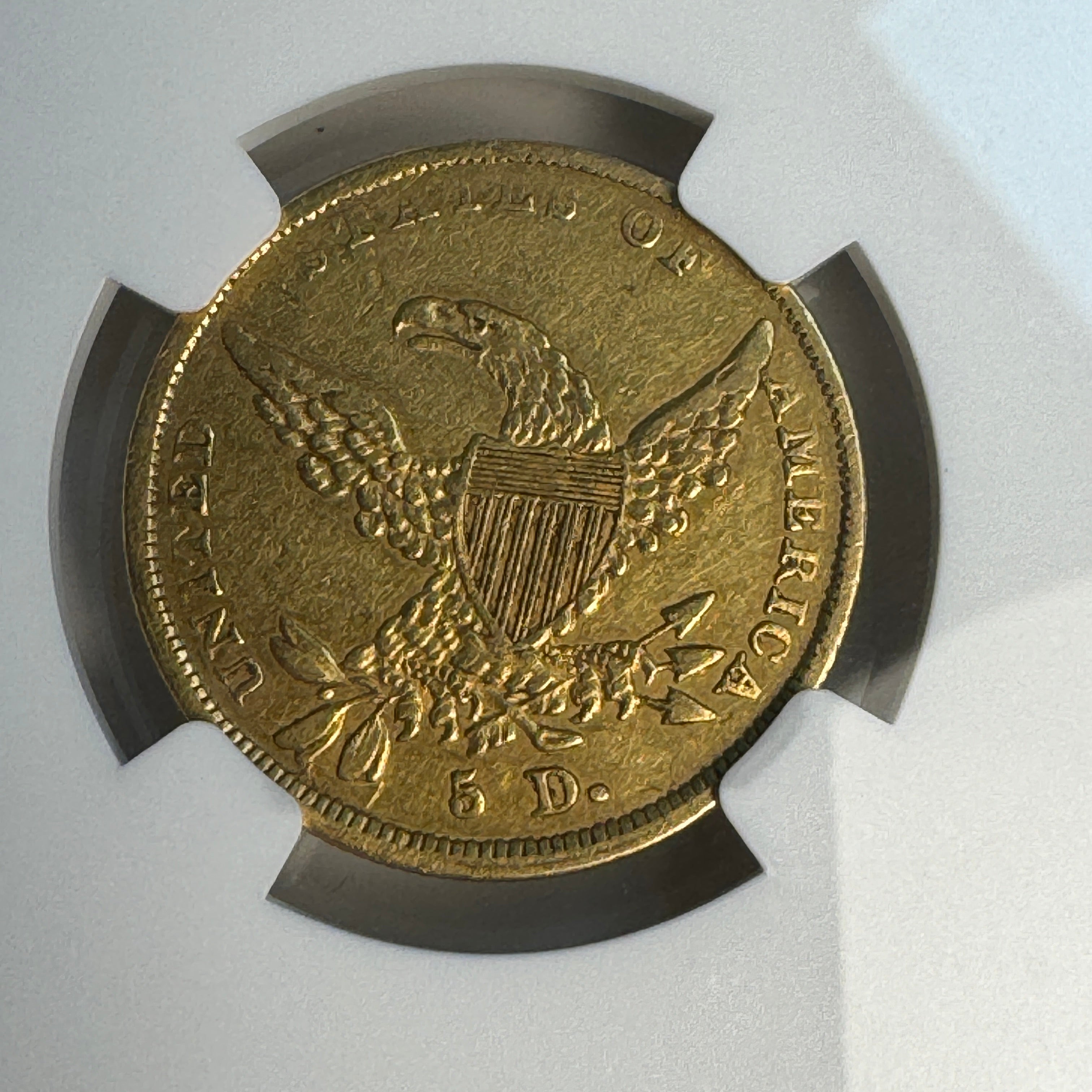 1837 Classic Head Gold $5, NGC XF-45
