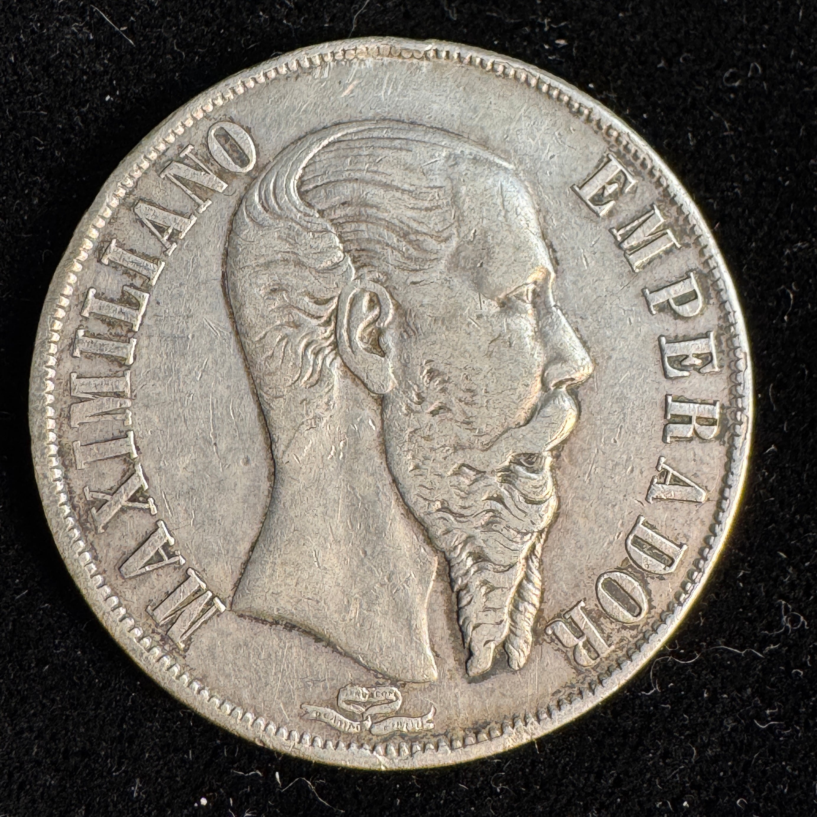 1866-Mo Empire of Mexico Maximilian 1 Peso, KM#388.1, VF+