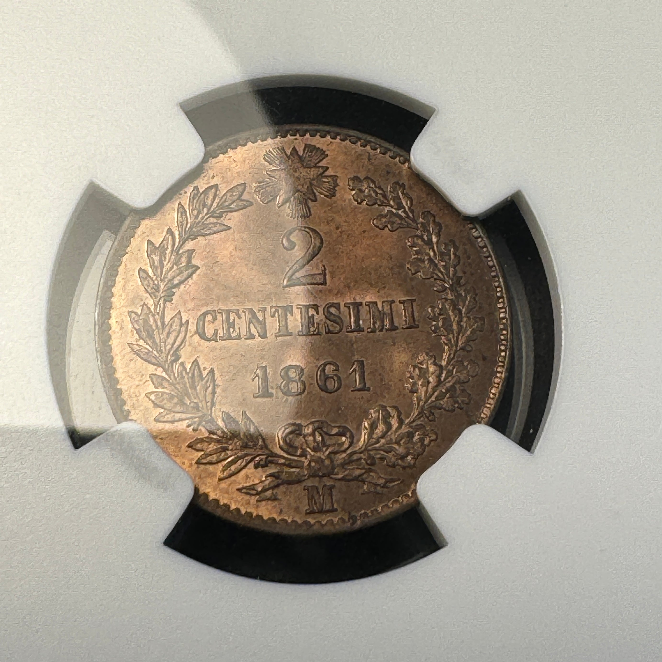 1861-M Italy 2 Centesismi, NGC MS-65 BN ** Top Pop 2/0 🏆🇮🇹