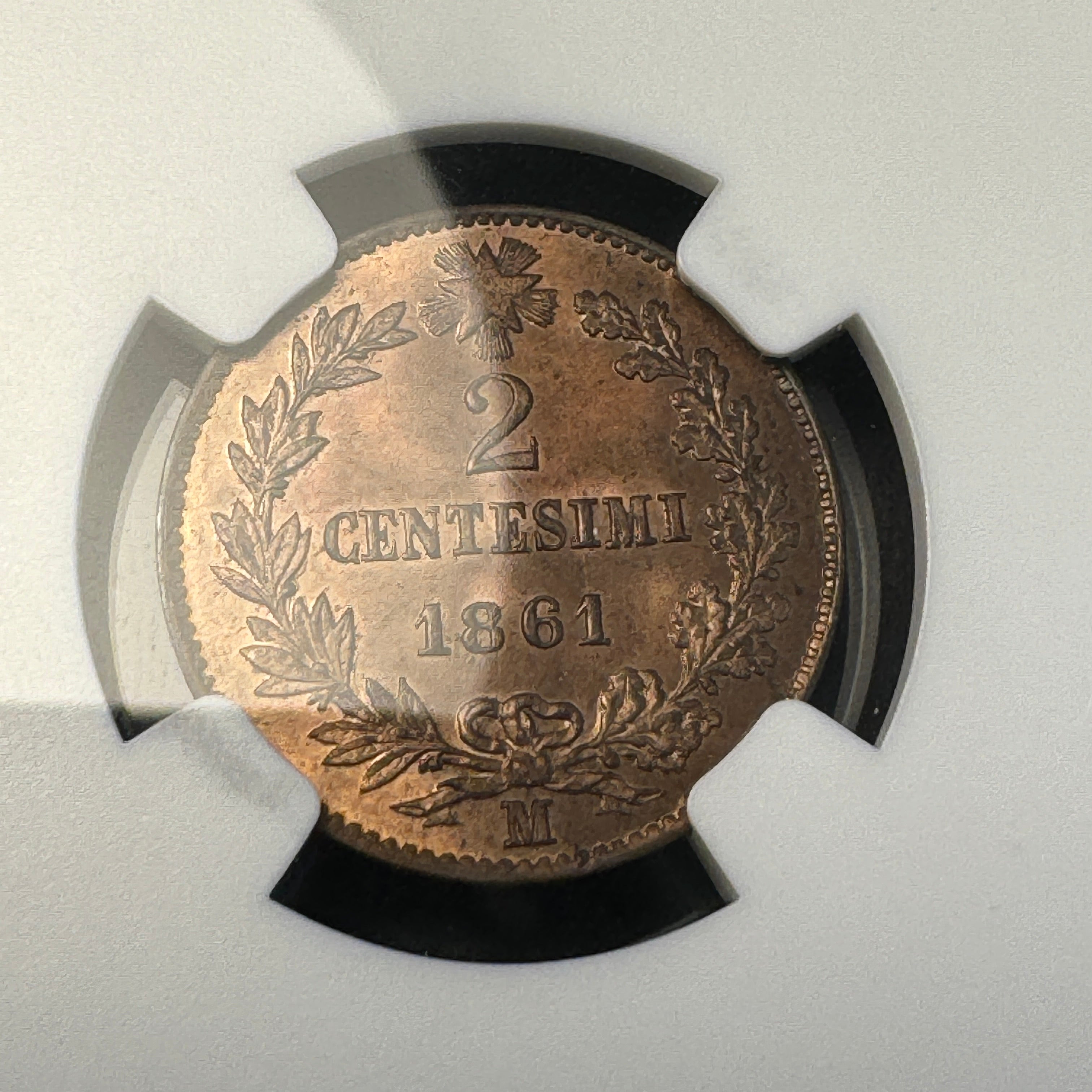 1861-M Italy 2 Centesismi, NGC MS-65 BN ** Top Pop 2/0 🏆🇮🇹