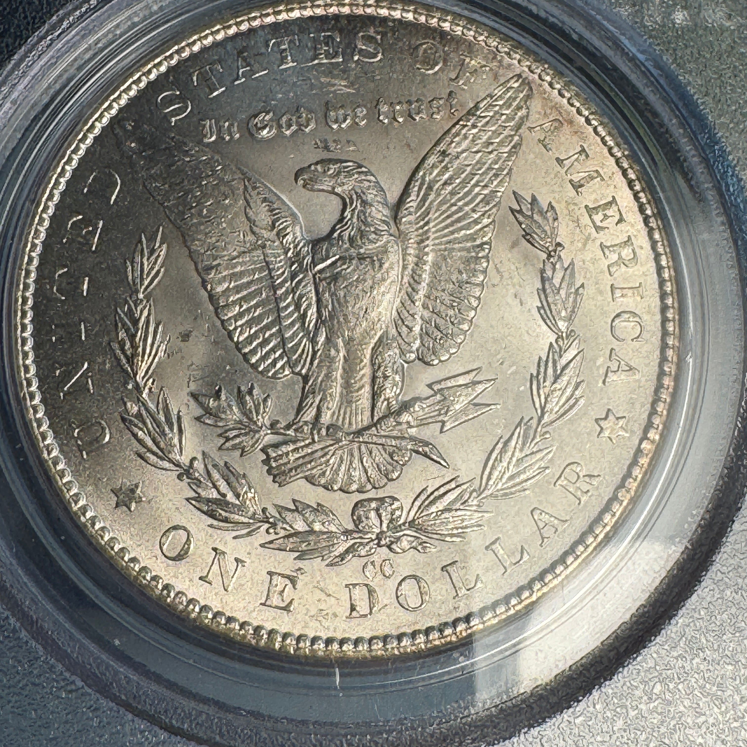 1879-CC Morgan Silver Dollar OGH PCGS MS-61 CAPPED DIE, Green CAC Approved