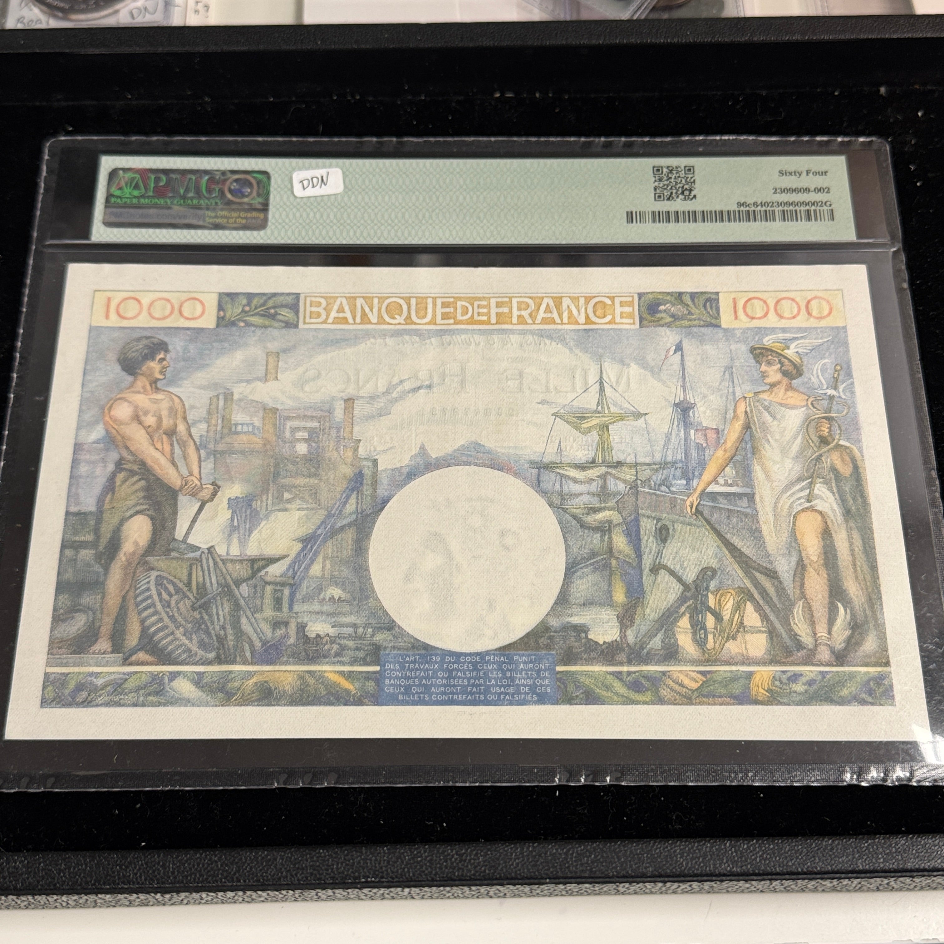 1944 France 1000 Francs, P#96c, PMG 64 Choice Unc.