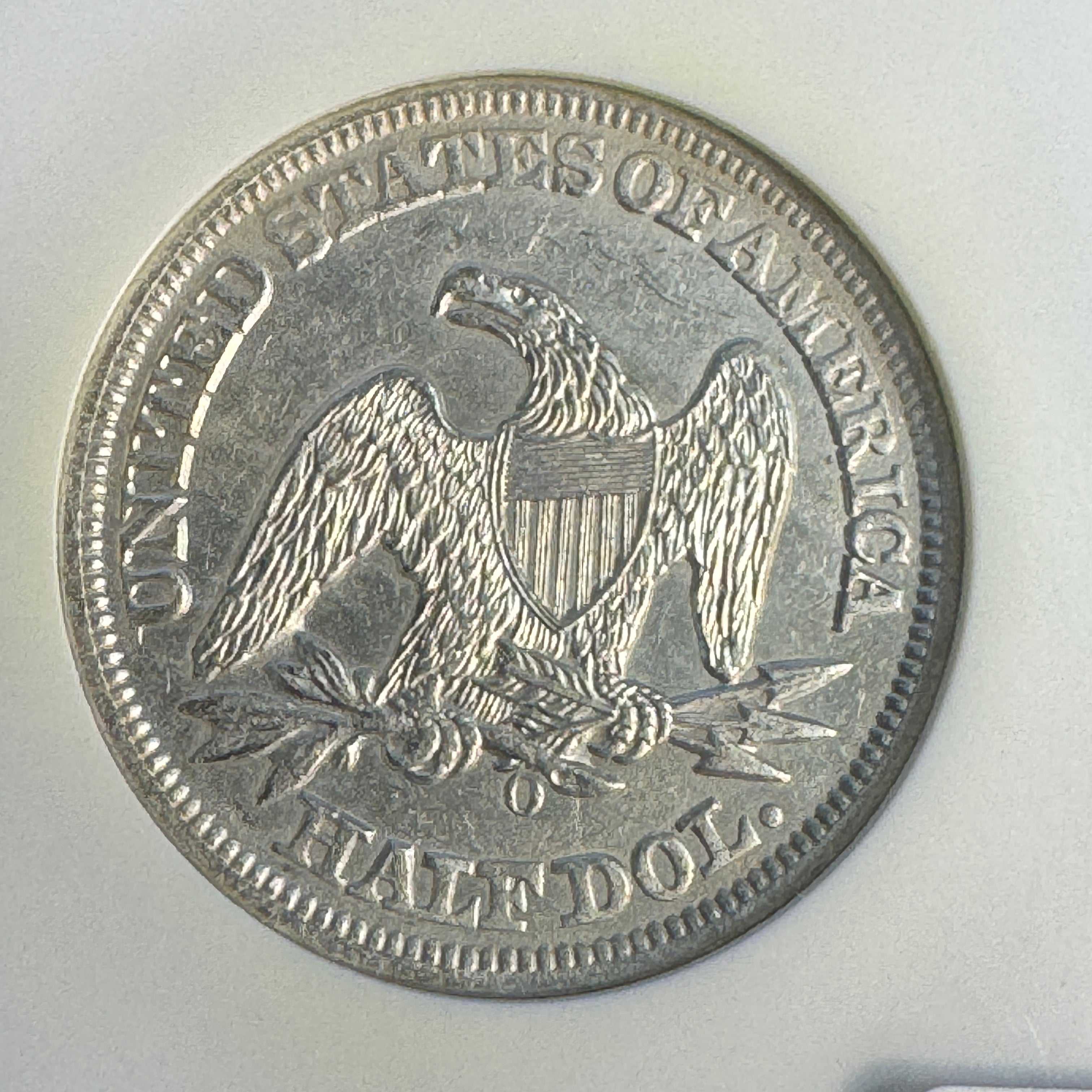 1858-O Seated Liberty Half 50c, SS Republic Shipwreck recovery NGC, with booklet