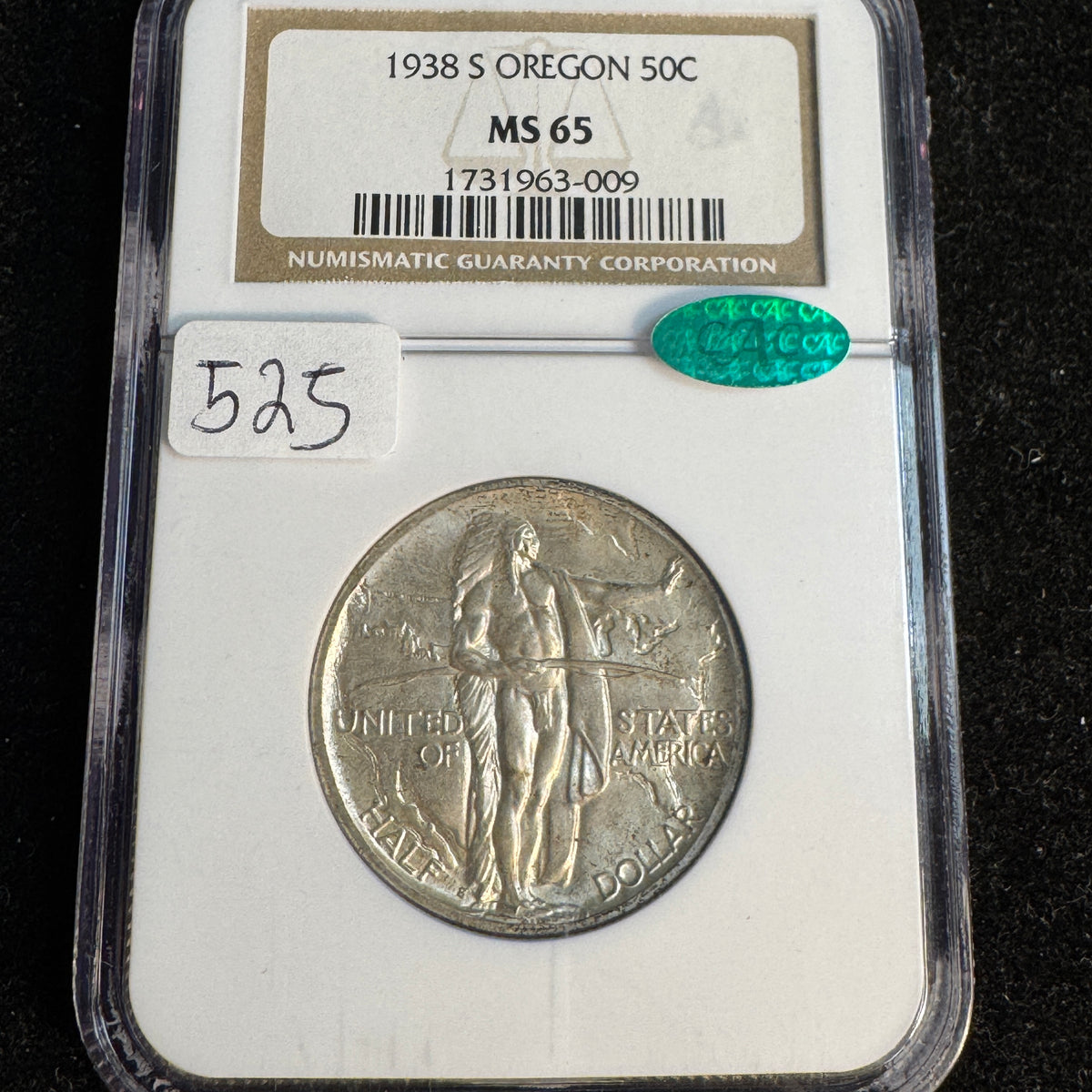 1938-S Oregon Trail Half Dollar, NGC MS-65 + Green CAC
