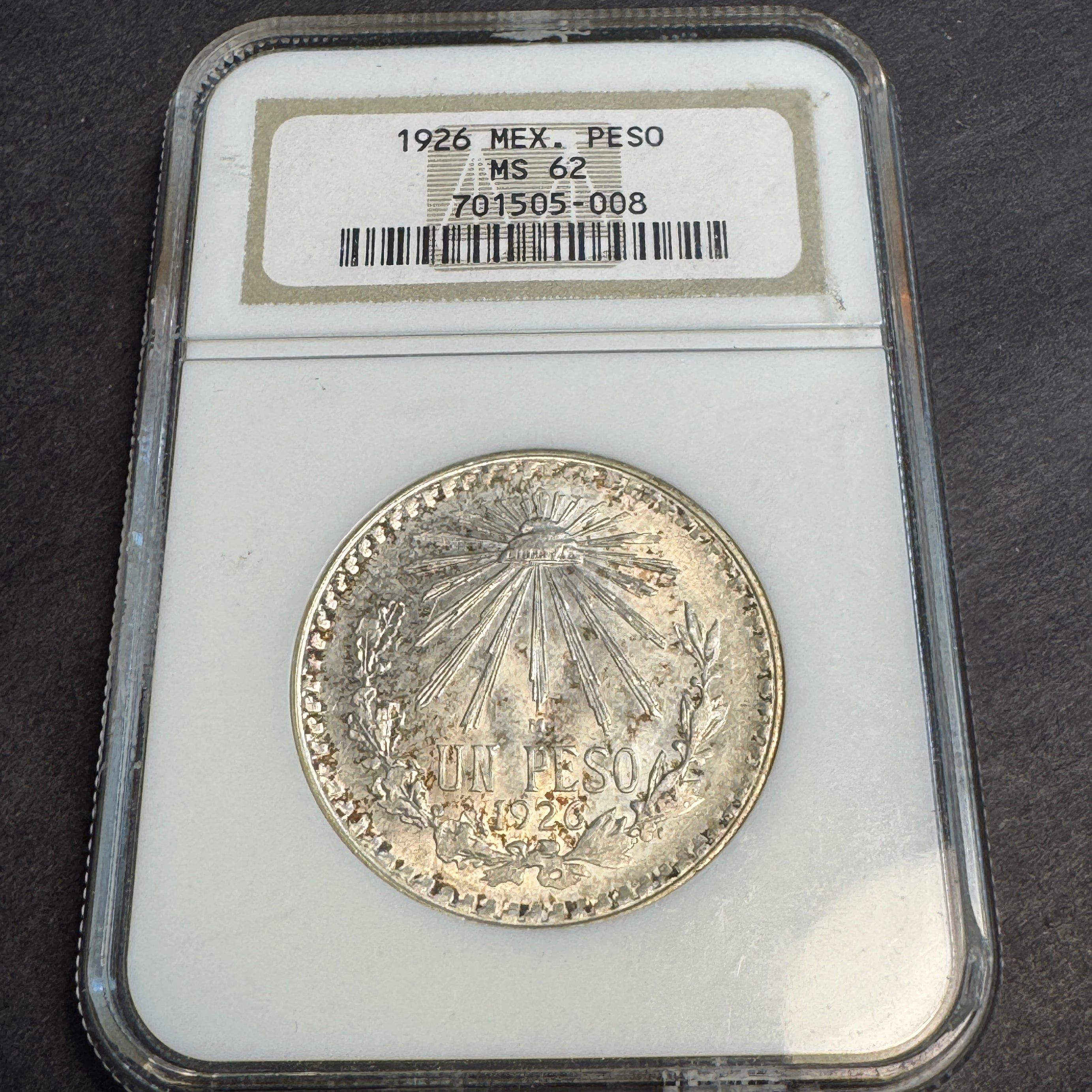 1926 Mexico Silver Peso, NGC MS-62 🇲🇽