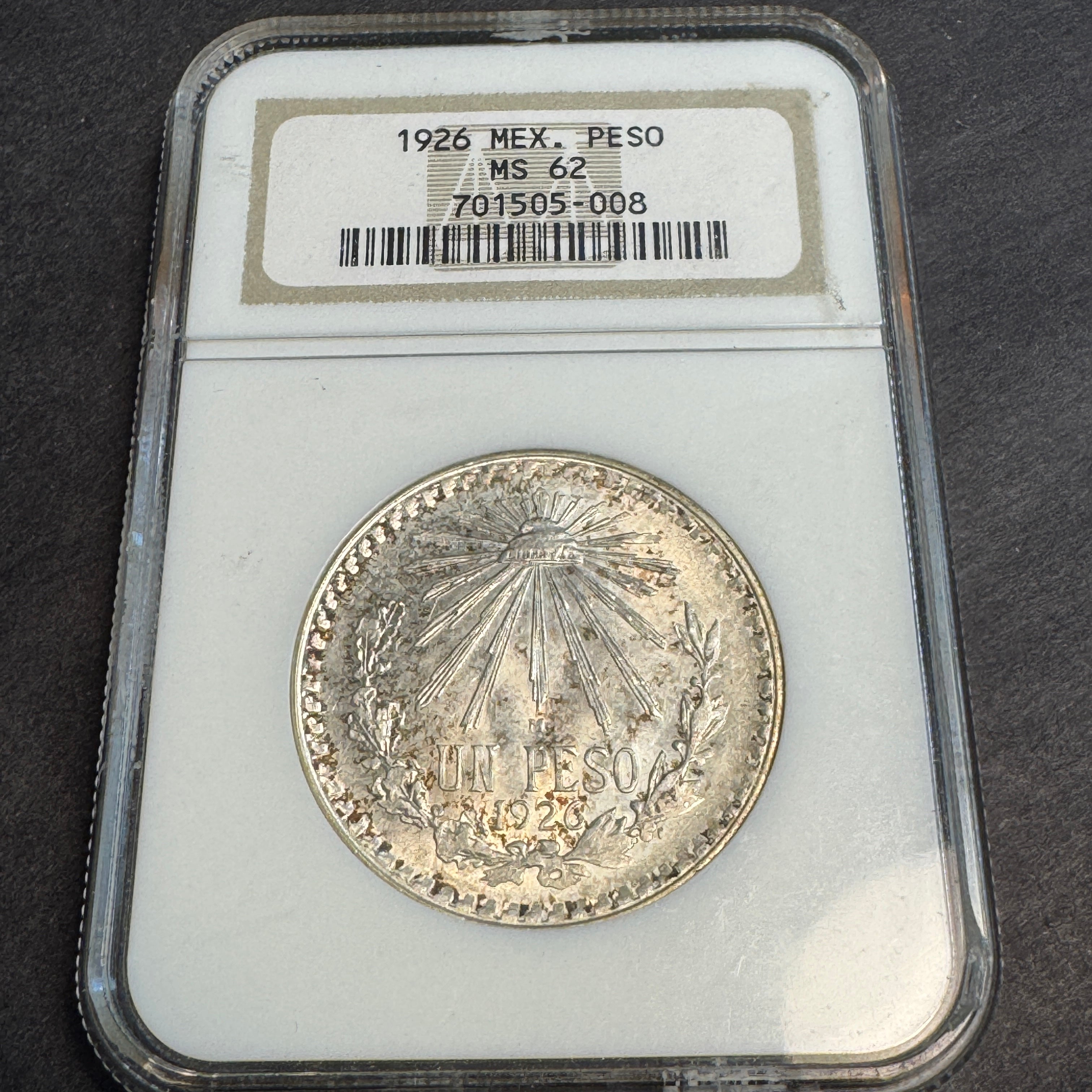 1926 Mexico Silver Peso, NGC MS-62 🇲🇽