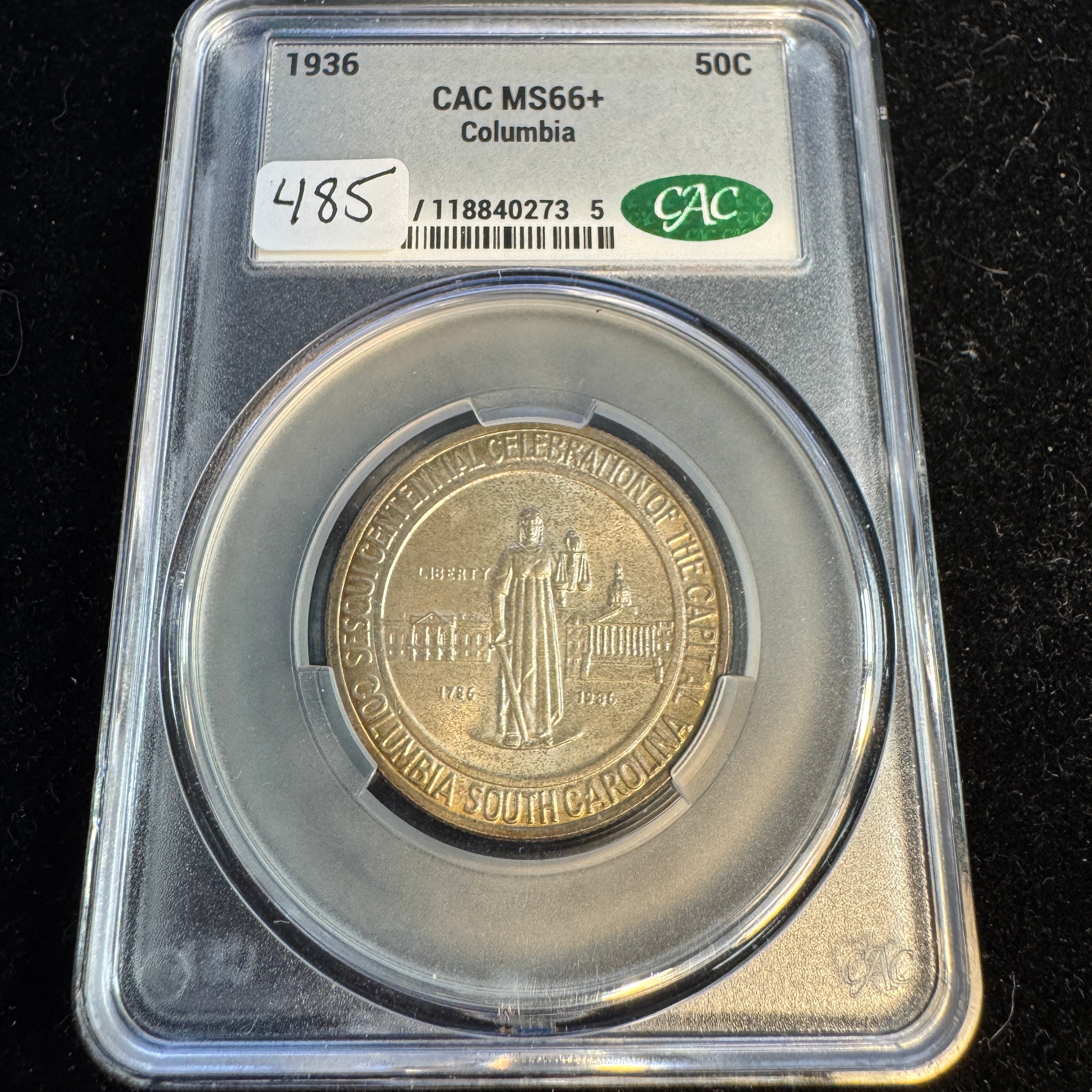 1936 Columbia S.C. Classic Commemorative Half Dollar, CAC MS-66+