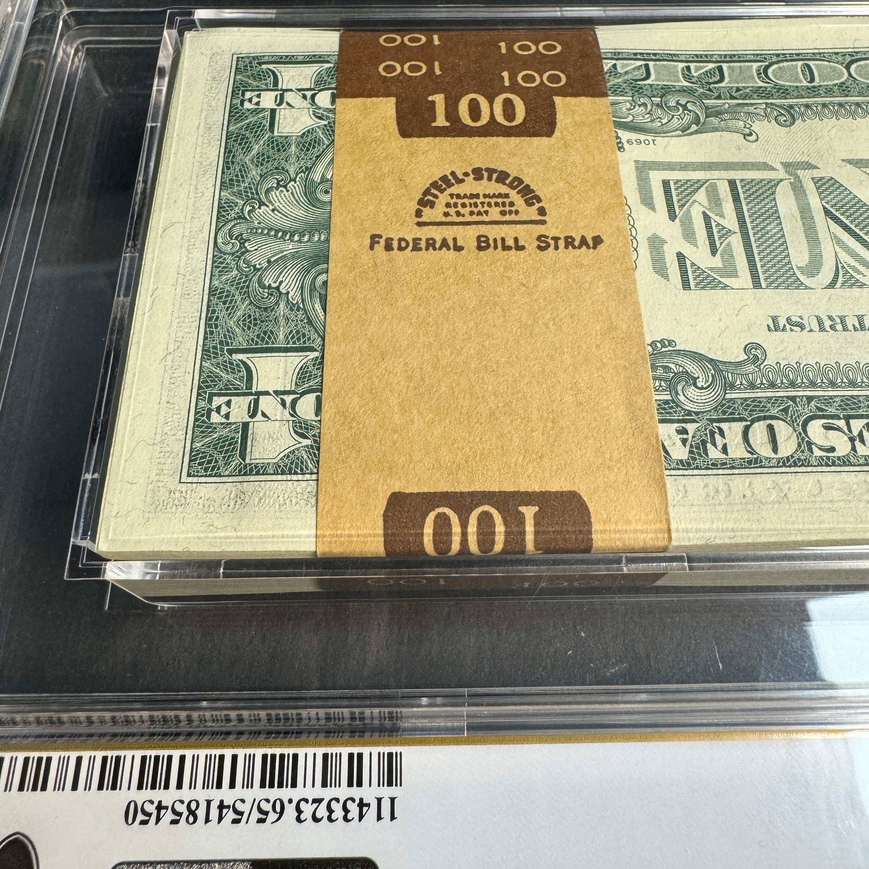 (100) Full Pack 1963 B $1 Federal Reserve Notes San Francisco, J. BARR Signature, 1969 Bank Strap, Fr. 1902-L, PCGS Gem Unc 65 PPQ