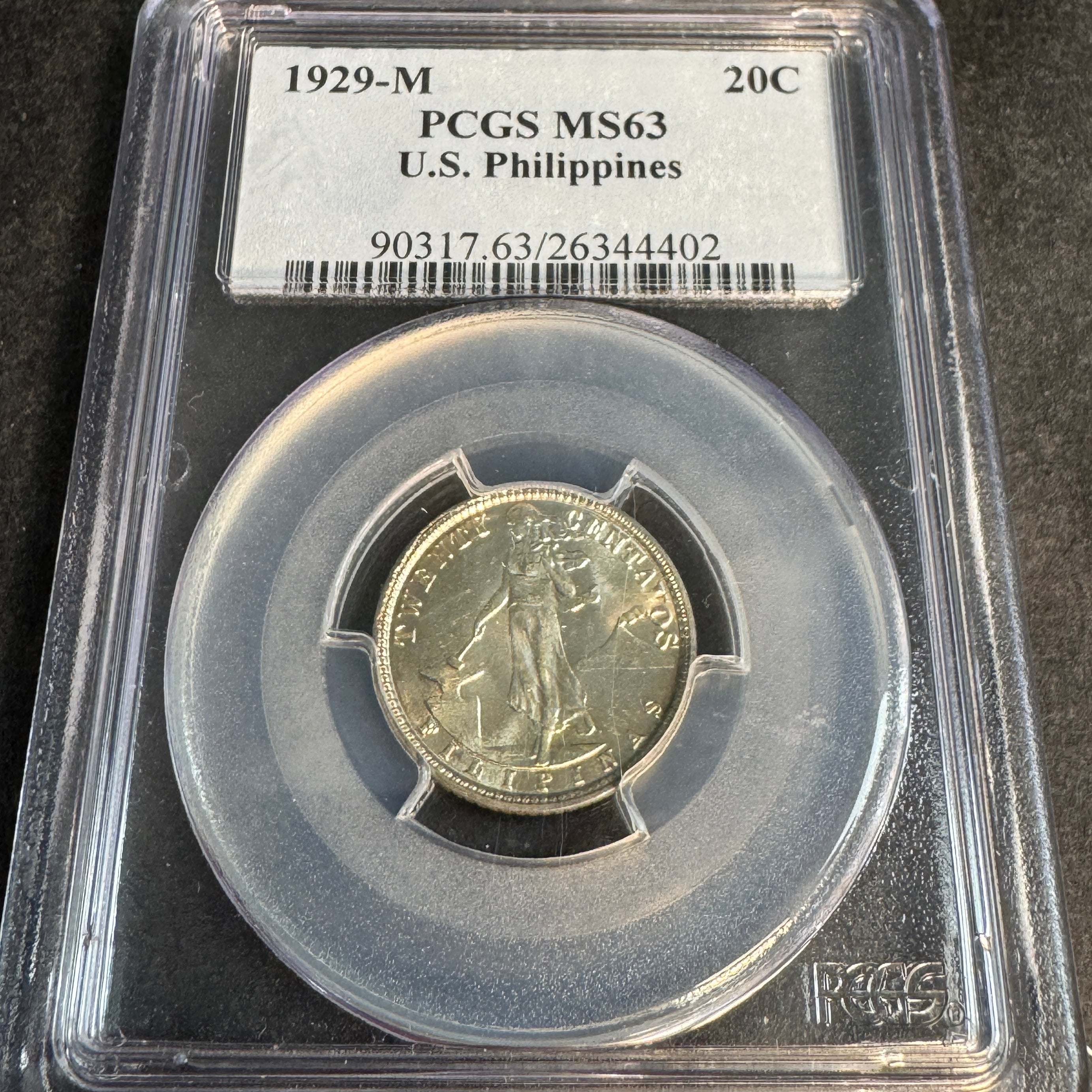 1929-M US Philippines 20 Centavos, PCGS MS-63