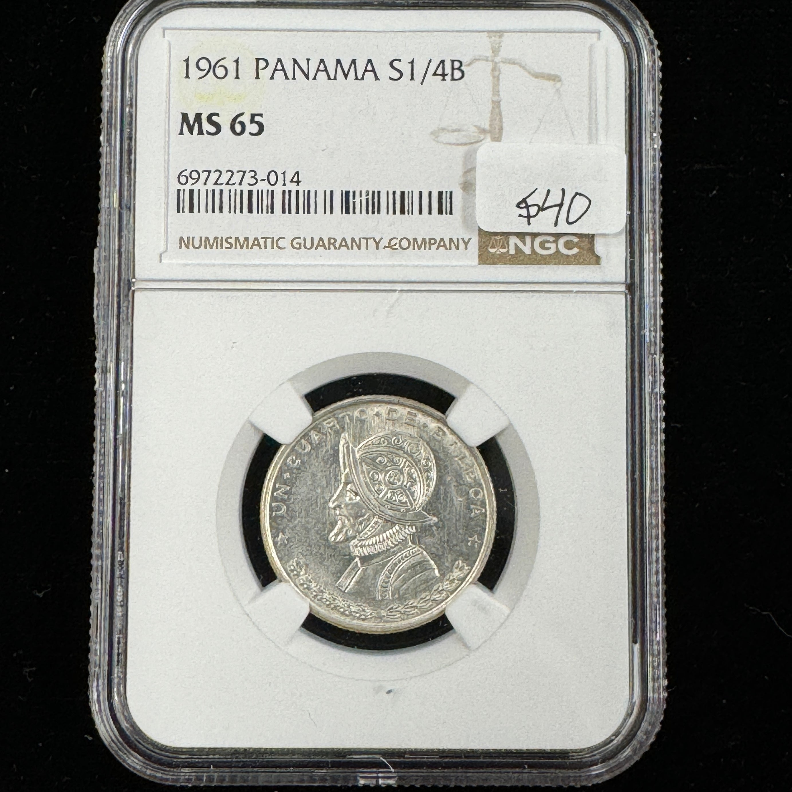 1961 (Mo) Panama AR 1/4 Balboa, NGC MS-65