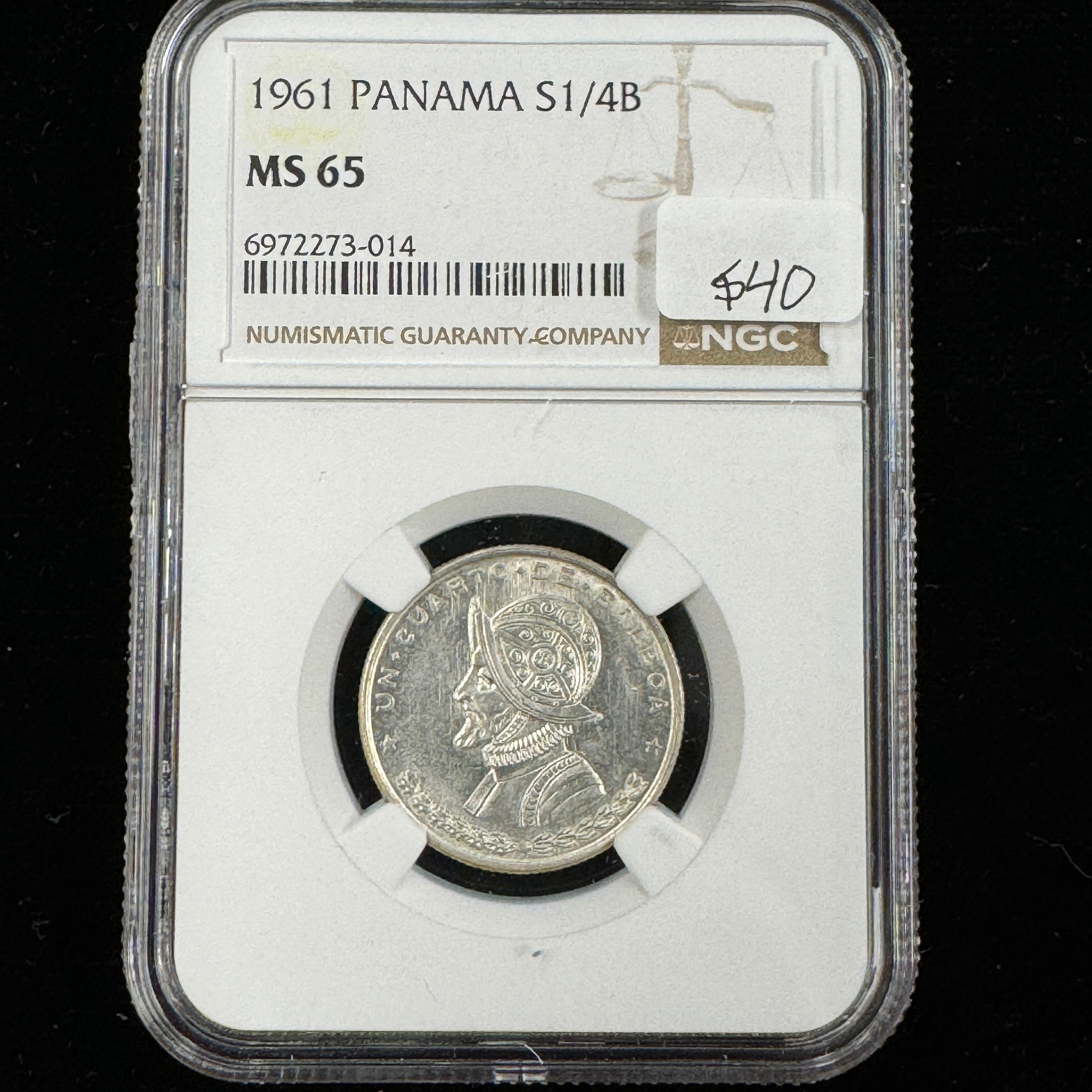 1961 (Mo) Panama AR 1/4 Balboa, NGC MS-65 🇵🇦
