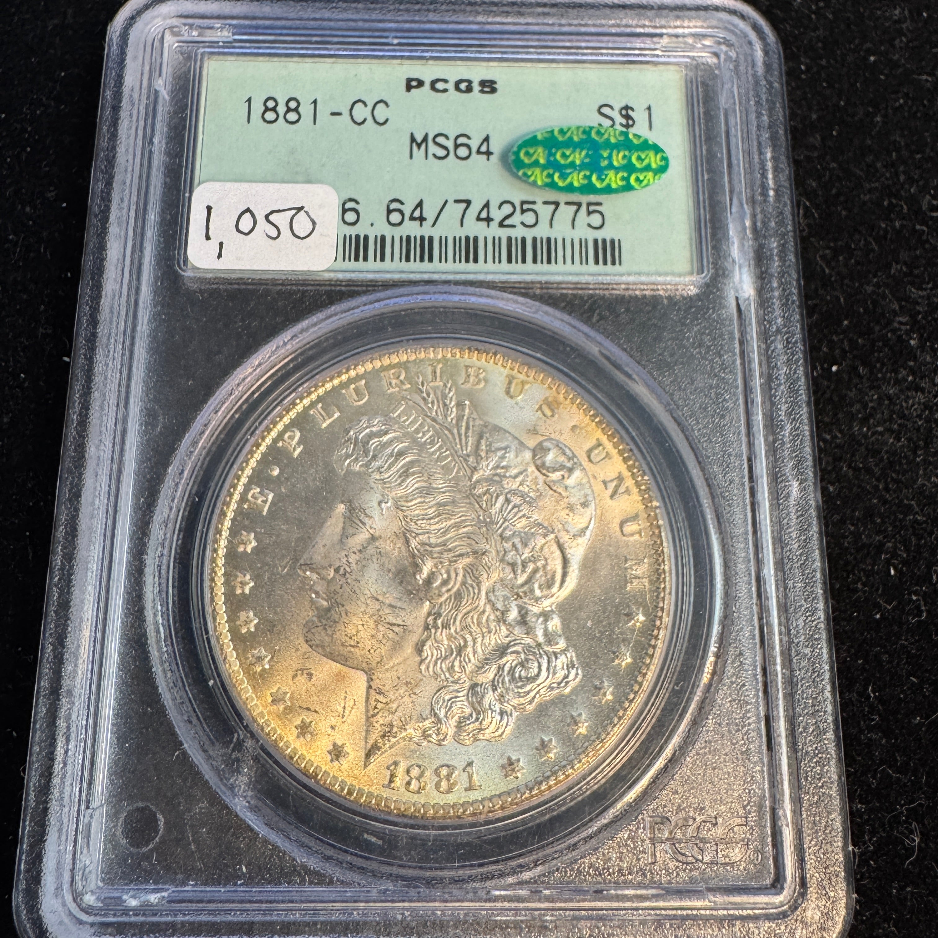 1881-CC Morgan Silver Dollar, PCGS MS-64 Green CAC