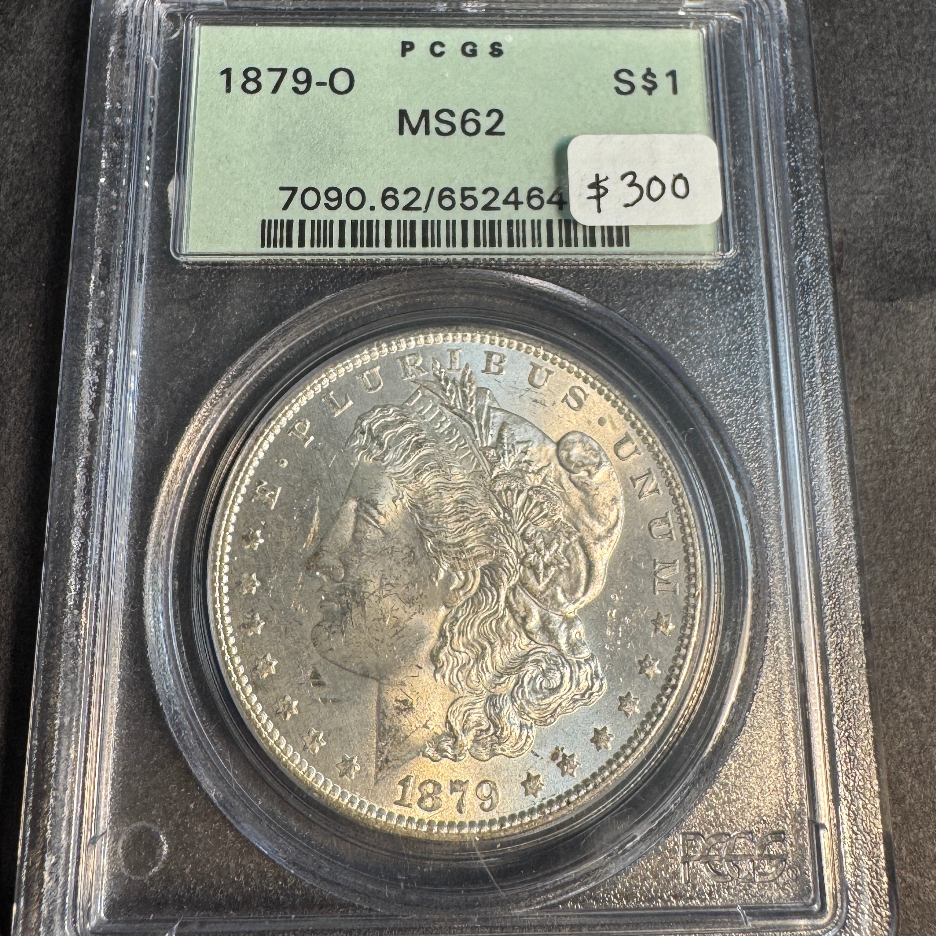 1879-O Morgan Silver Dollar, ‘Old Green’ PCGS MS-62