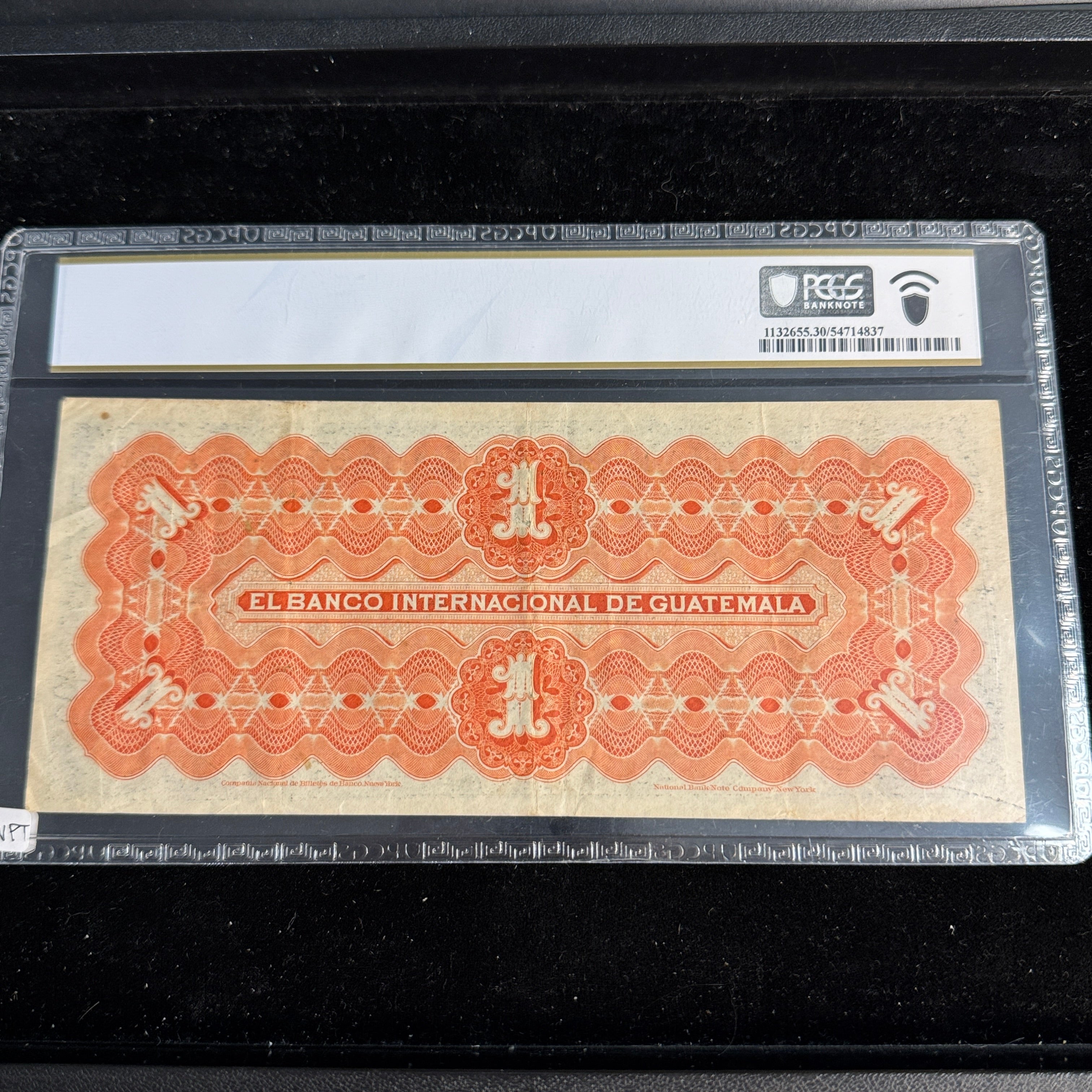 1923 Banco International de Guatemala 1 Peso, P#S153b, PCGS VF-30