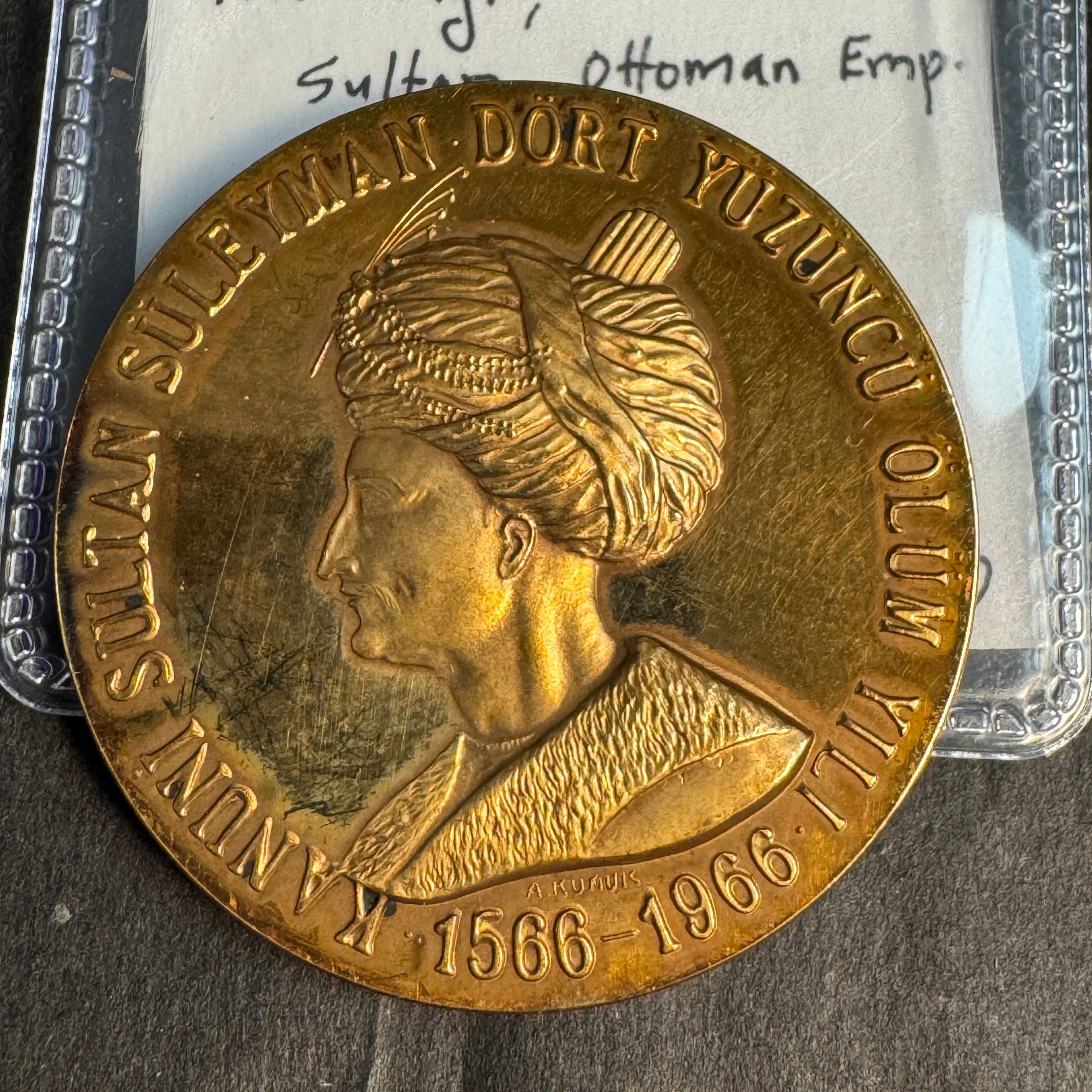 1566-1966 Sultan Suliman the Magnificent, German language Proof Bronze Medal, Scarce