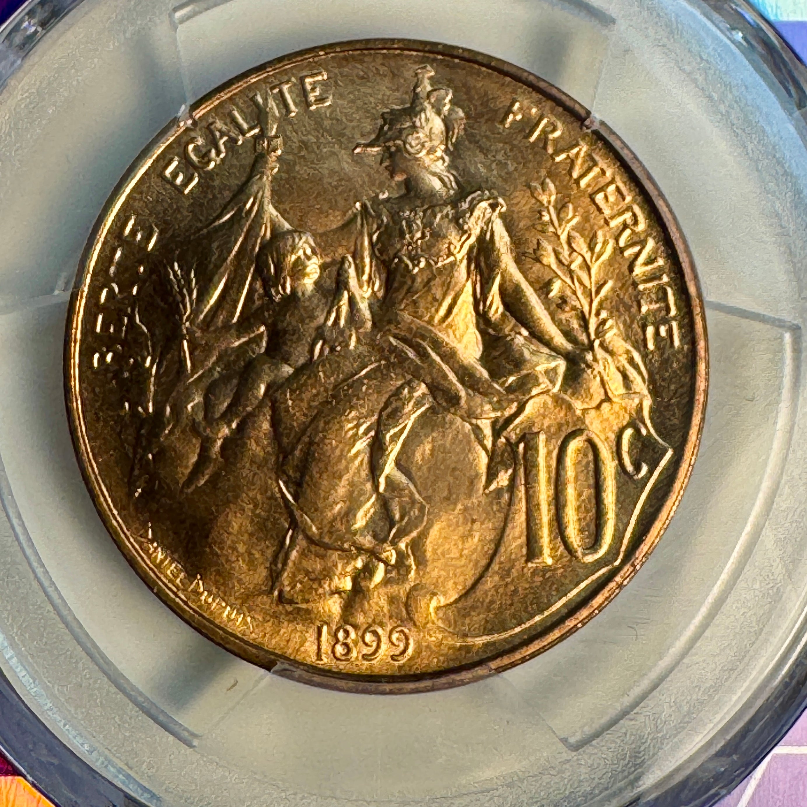 1899 France AE 10 Centimes, Gad-277, PCGS MS-66 RD / Red 🇫🇷 Pop. 11/8