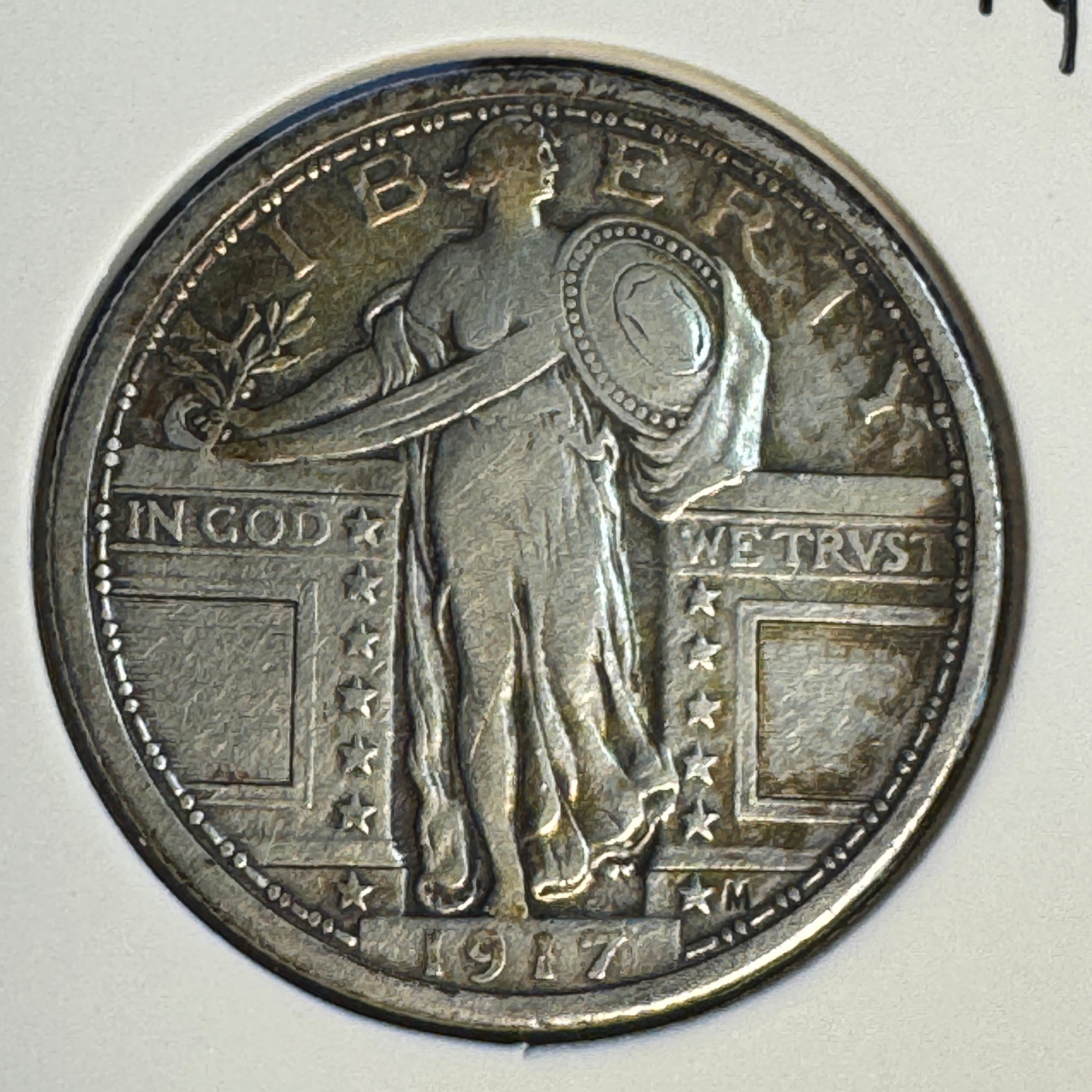 1917 Type 1 Standing Liberty Quarter AR 25c, VF+