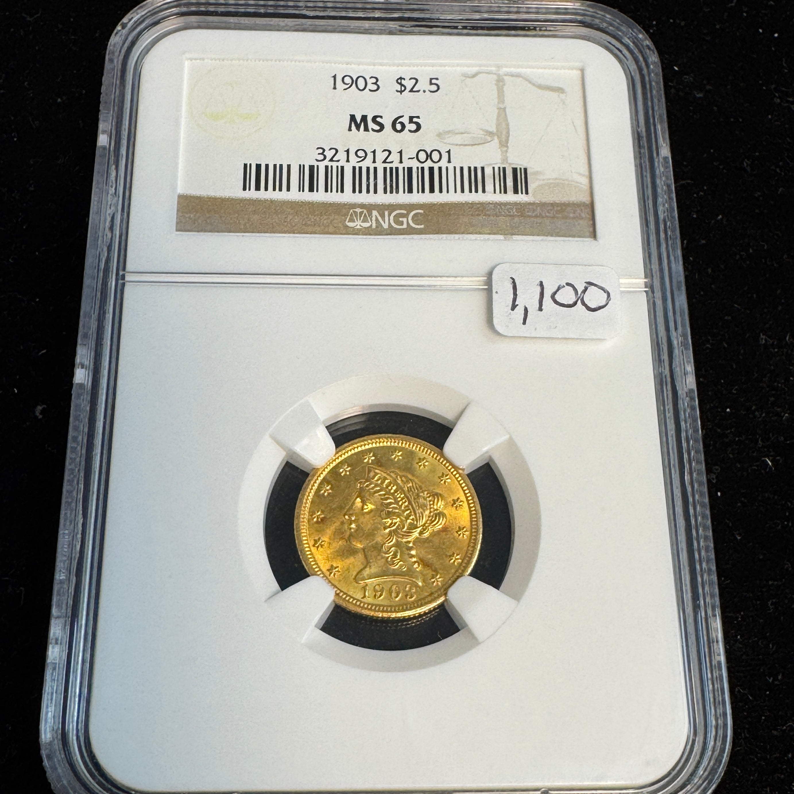 1903 Liberty Head $2.5 Gold, NGC MS-65
