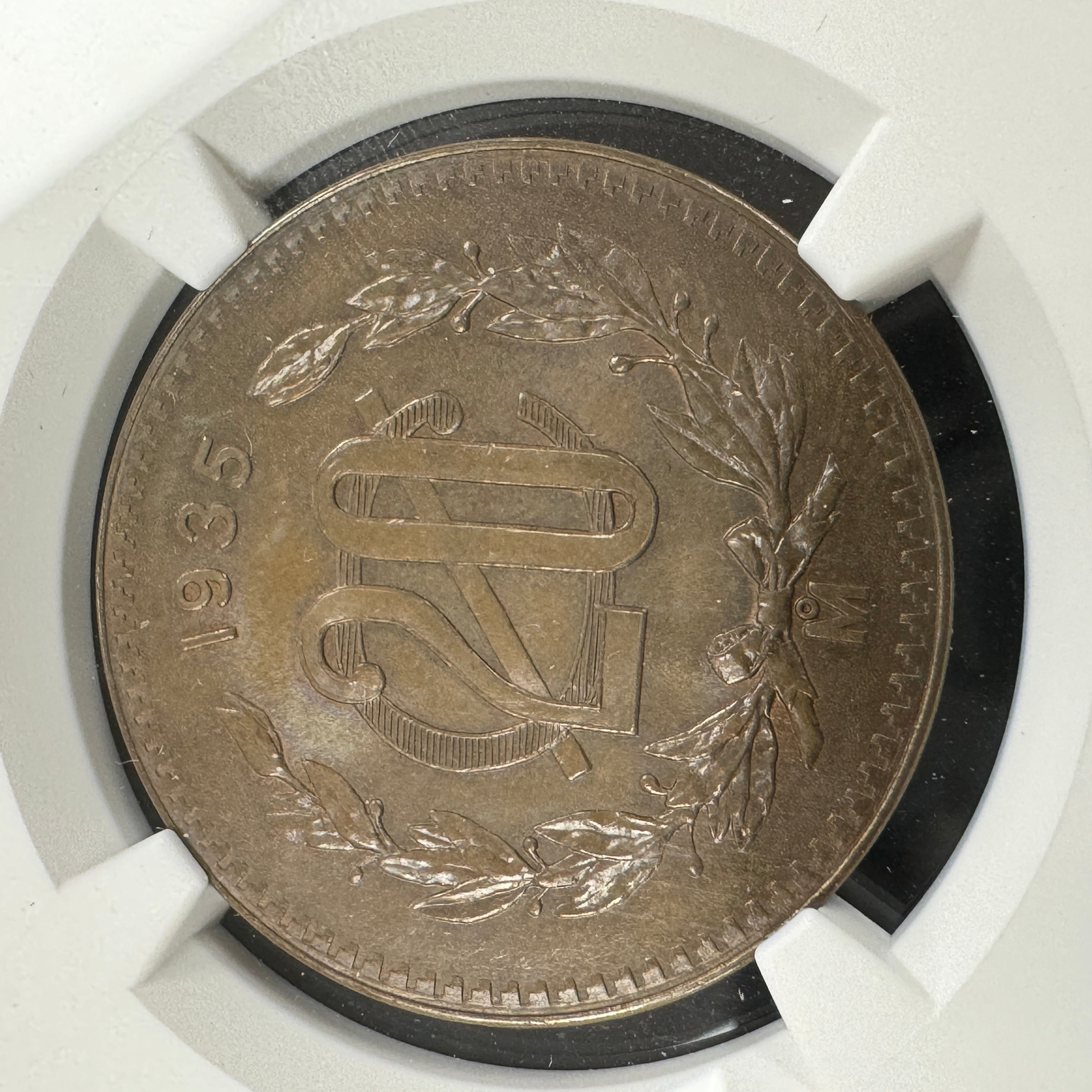 1935 Mo Mexico 20 Centavos Bronze, NGC MS-65 BN 🇲🇽