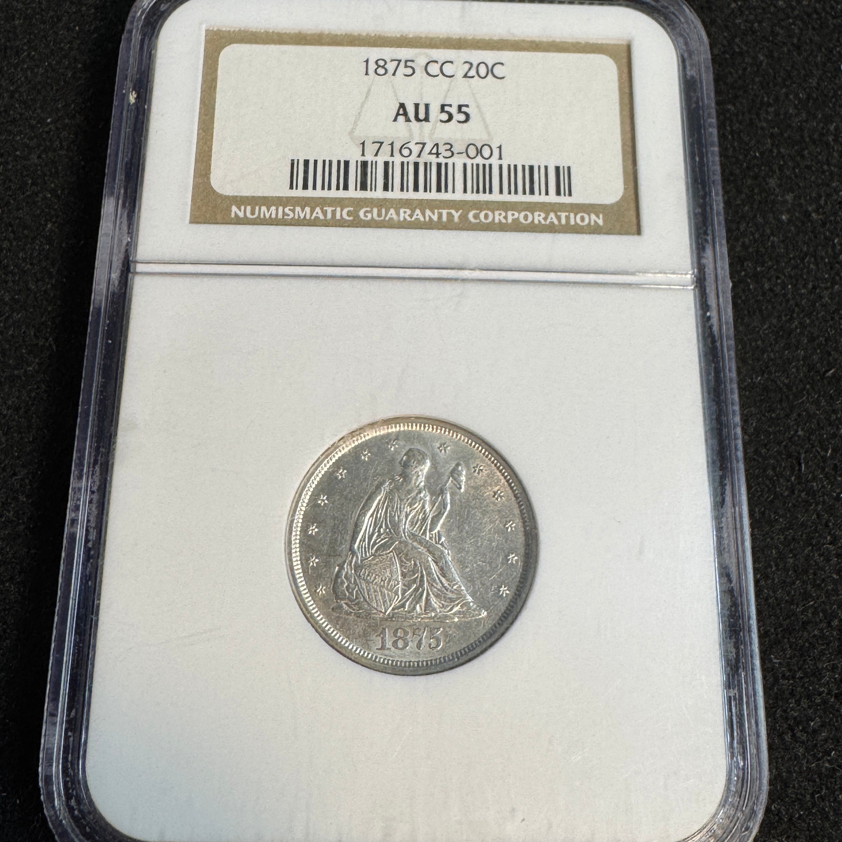1875-CC Twenty Cents 20c, NGC AU-55