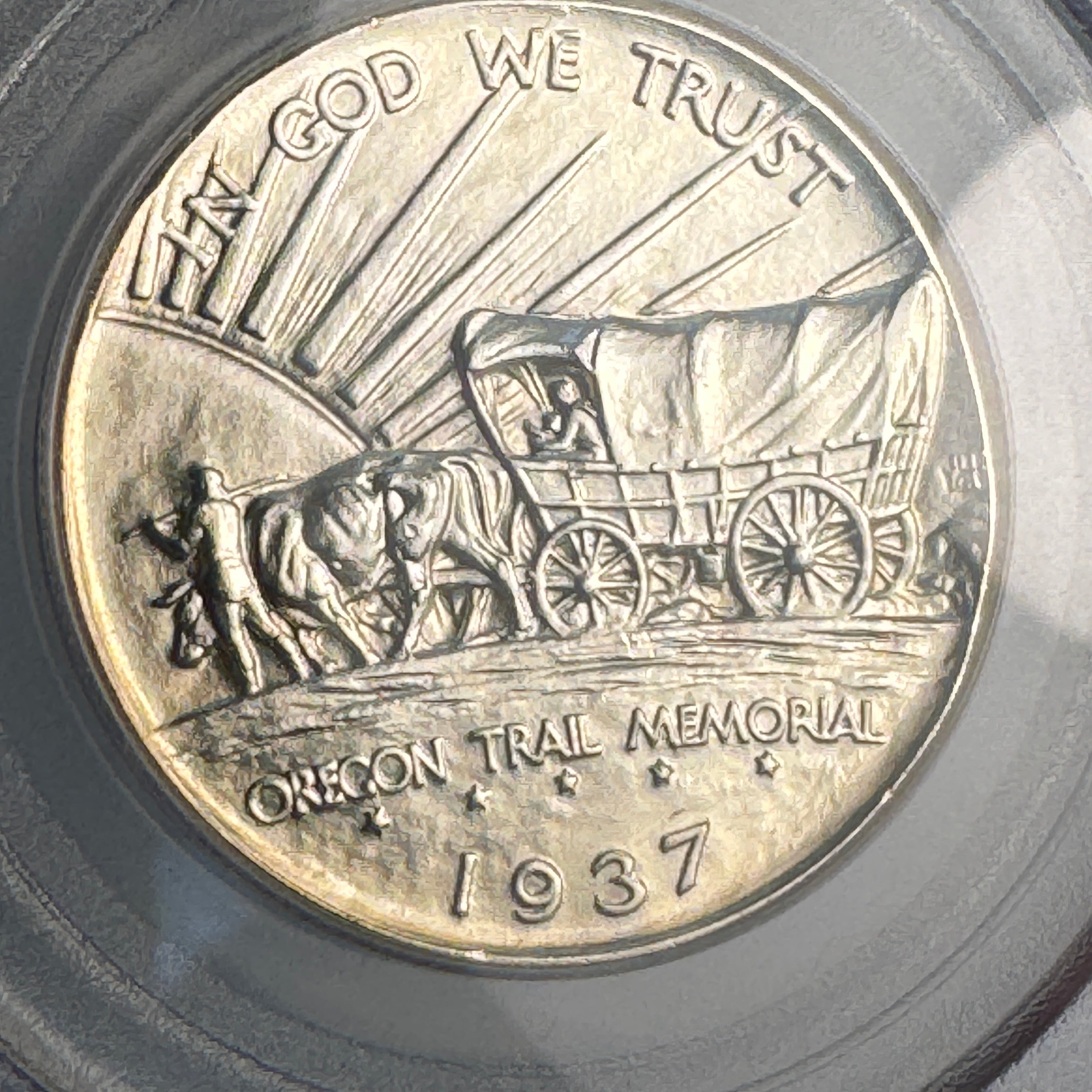 1937-D Oregon Trail Half Dollar Classic Commemorative, OGH PCGS MS-64