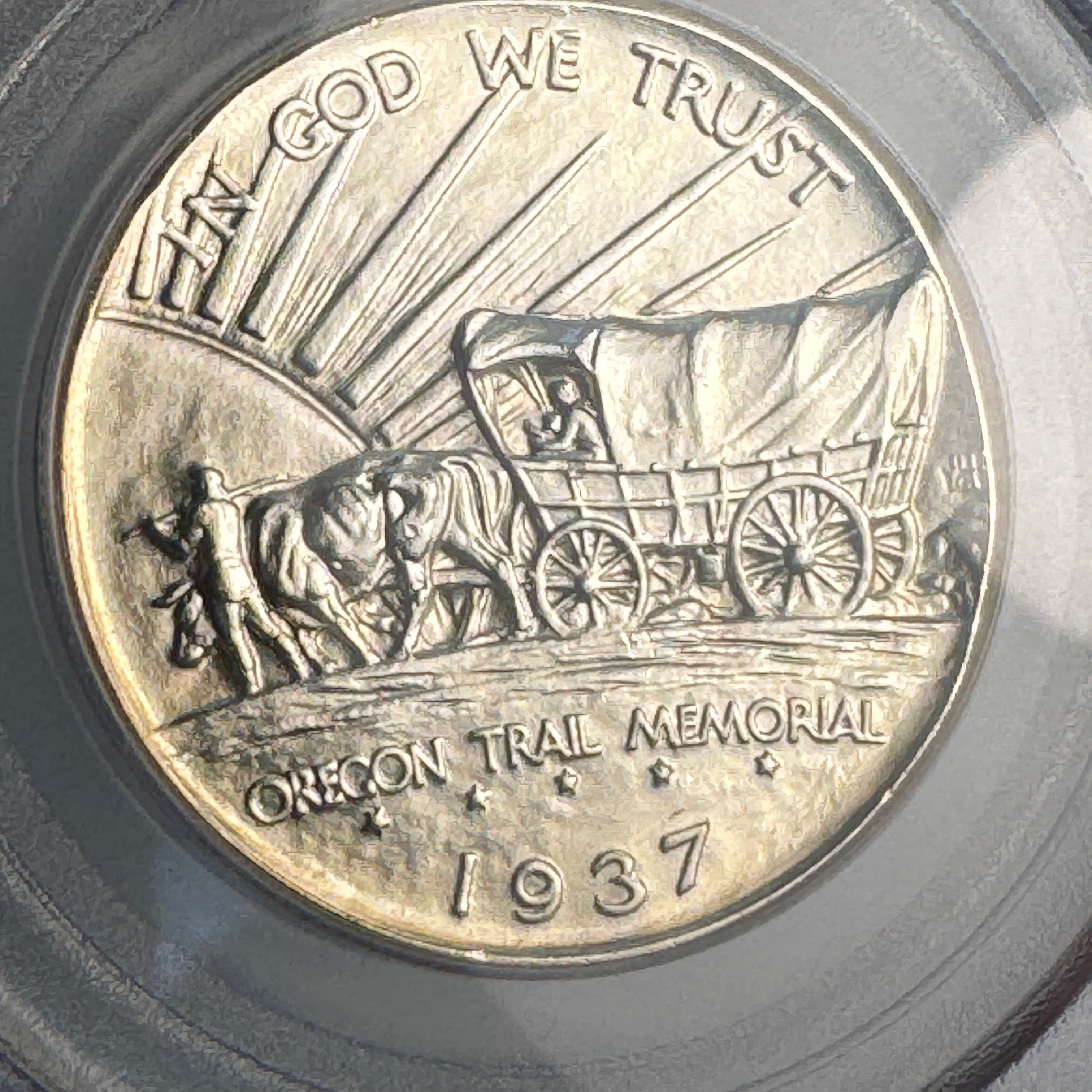 1937-D Oregon Trail Half Dollar Classic Commemorative, OGH PCGS MS-64