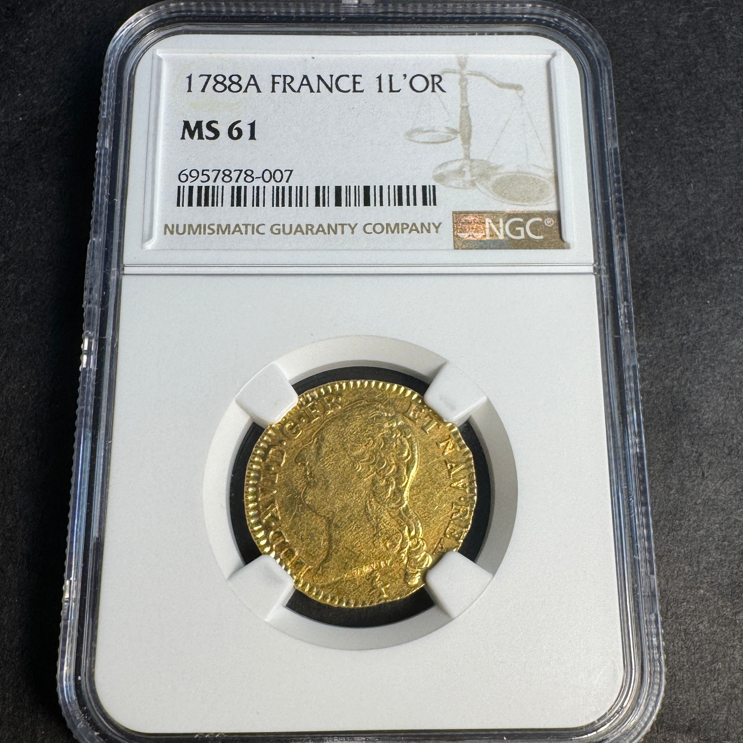 1788-A France 1 L’Or Gold, Louis XVI, NGC MS-61