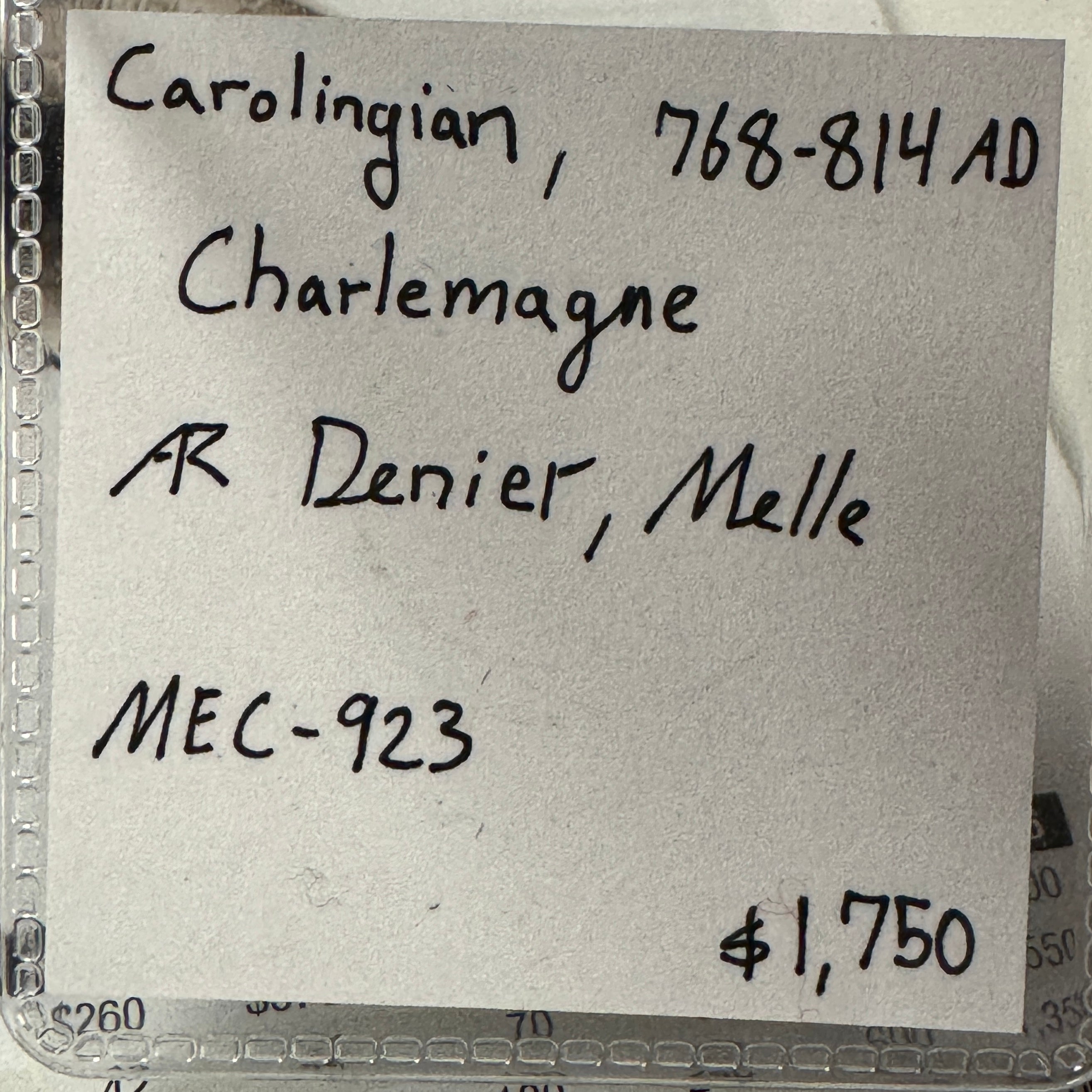 (768-814) AD Carolingian France AR Denier, Emperor Charlemagne, Melle Mint, MEC-923 👑