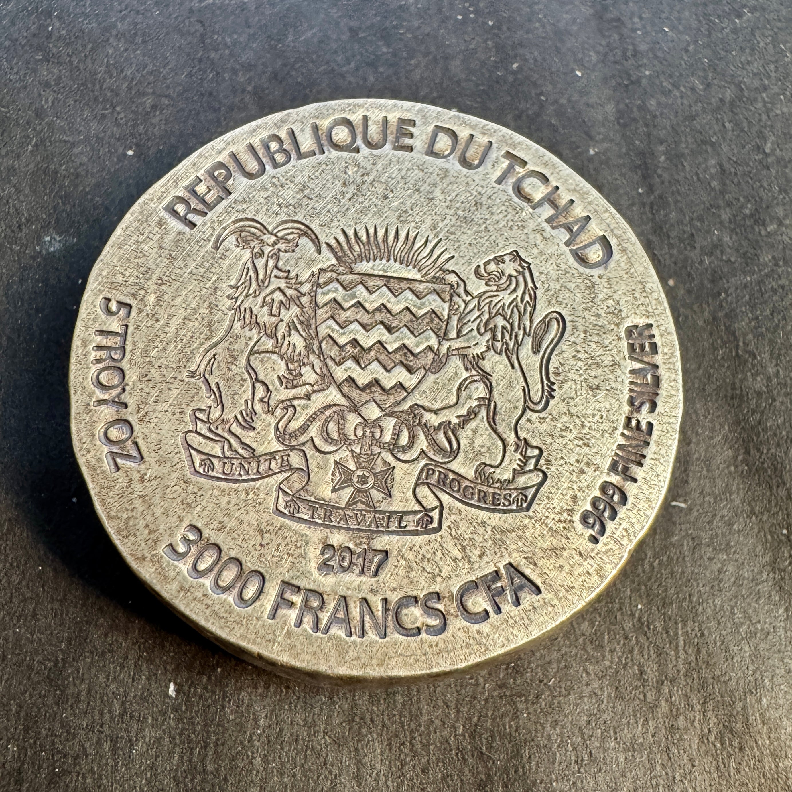 2017 Chad 5000 Francs 5oz 999 Silver, Egyptian Art Series, Nefertiti - Scottsdale Mint