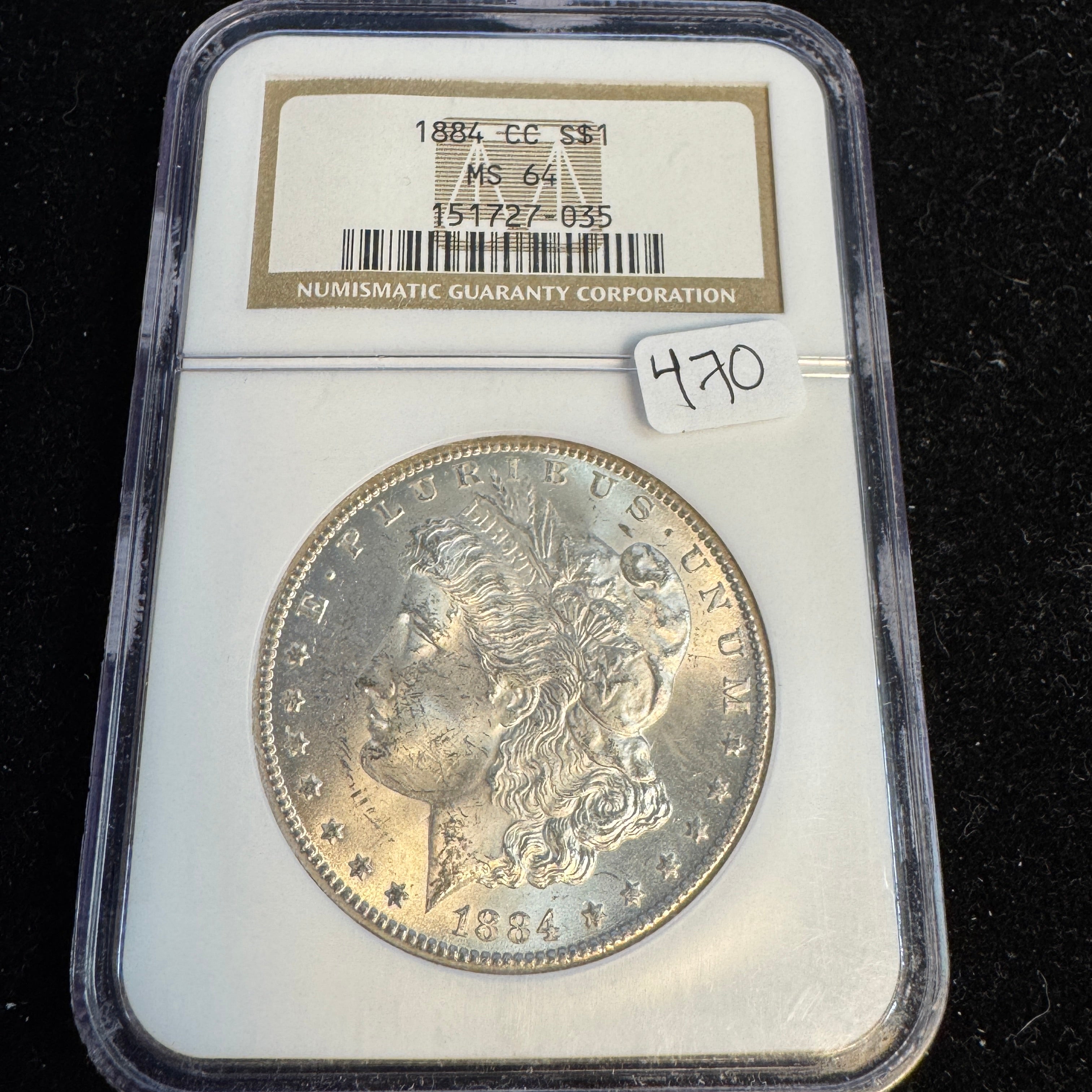 1884-CC Morgan Silver Dollar, NGC MS-64