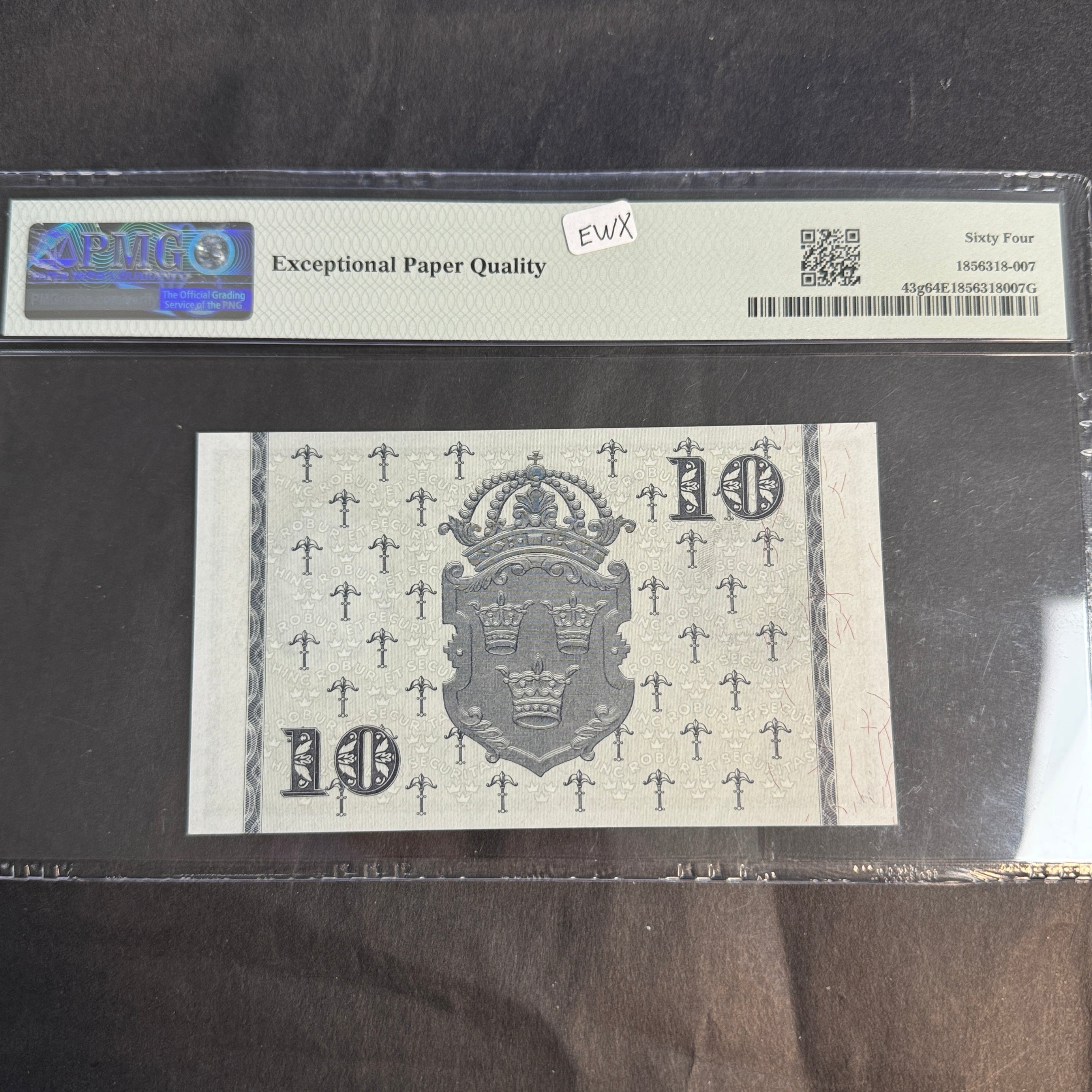 1959 Sweden 10 Kronor, King Vasa, P#43g, PMG Ch.UNC 64 EPQ