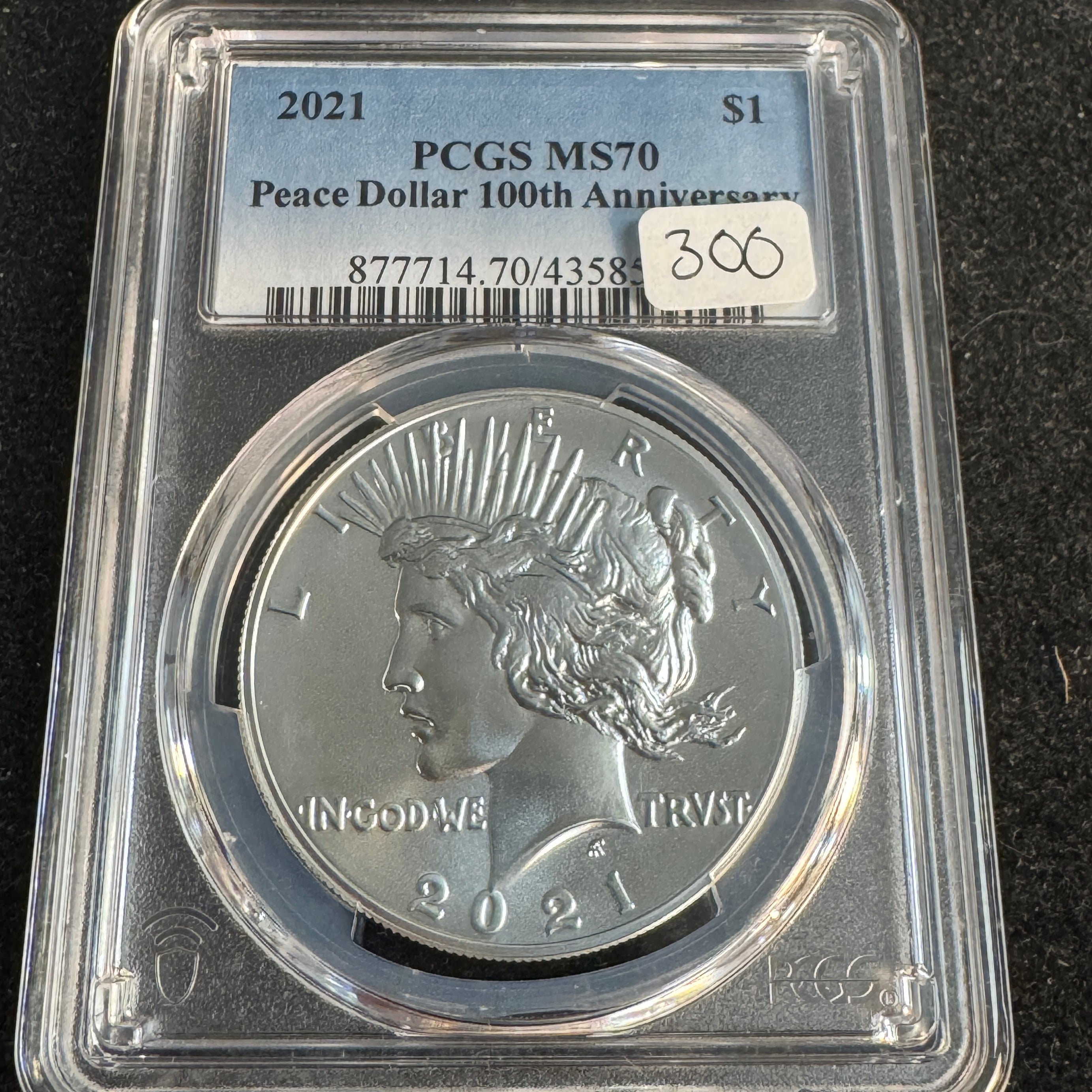 2021 Peace Silver Dollar Anniversary US $1, PCGS MS-70 💎