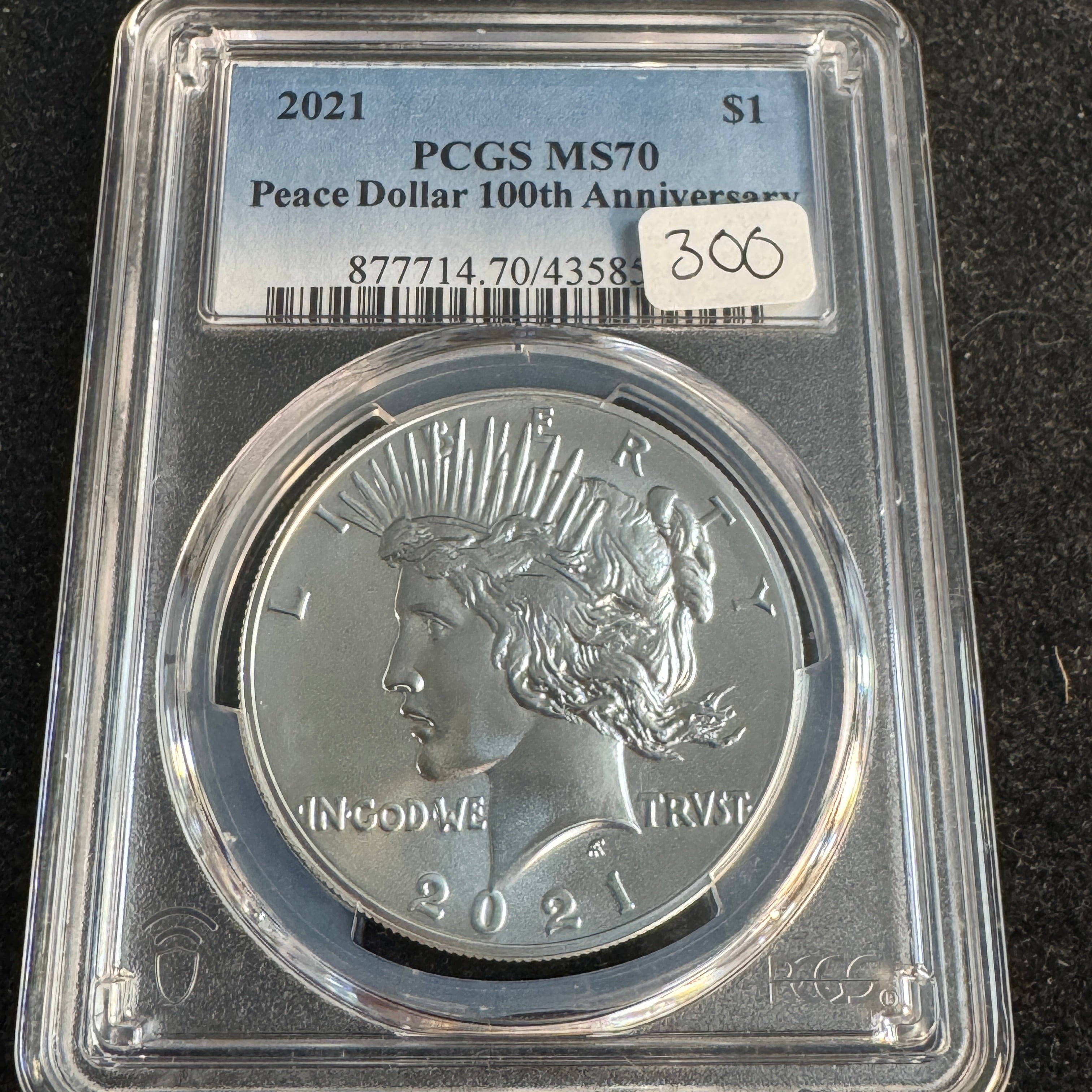 2021 Peace Silver Dollar Anniversary US $1, PCGS MS-70 💎
