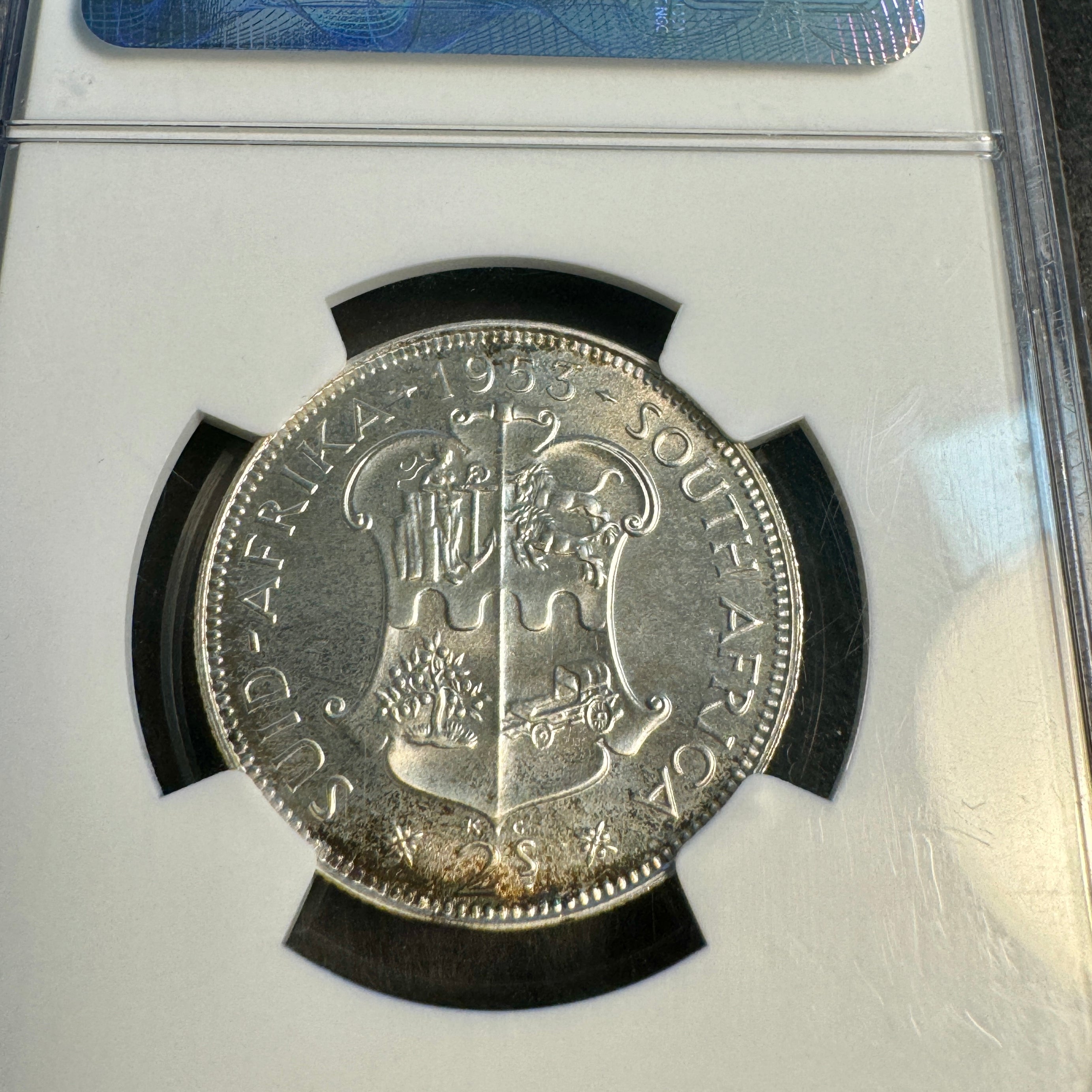 1953 South Africa AR 2 Shillings Proof, QEII, 5000 mintage, NGC PF-66
