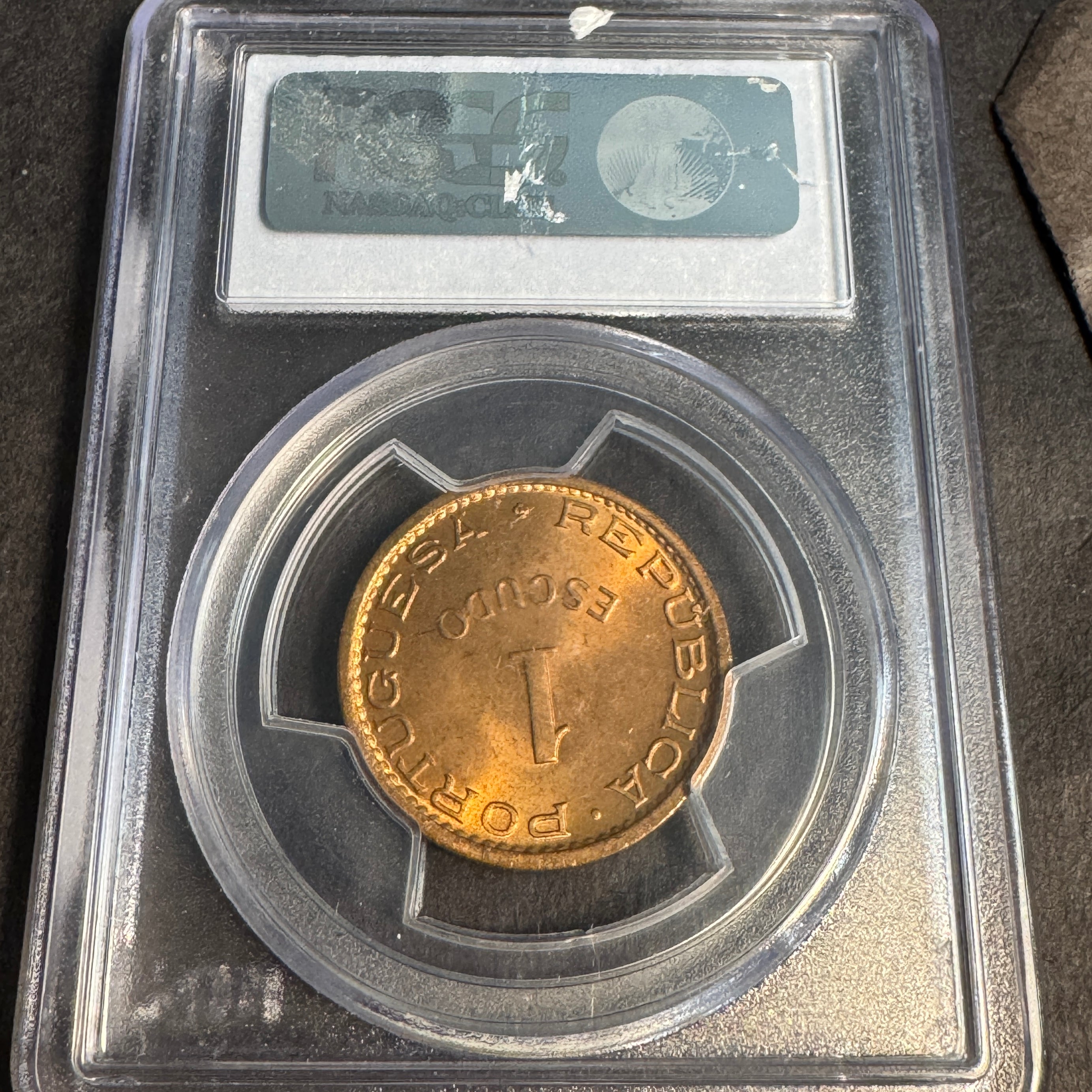 1963 Portuguese Angola 1 Escudo, PCGS MS-64 RD Red 🇵🇹