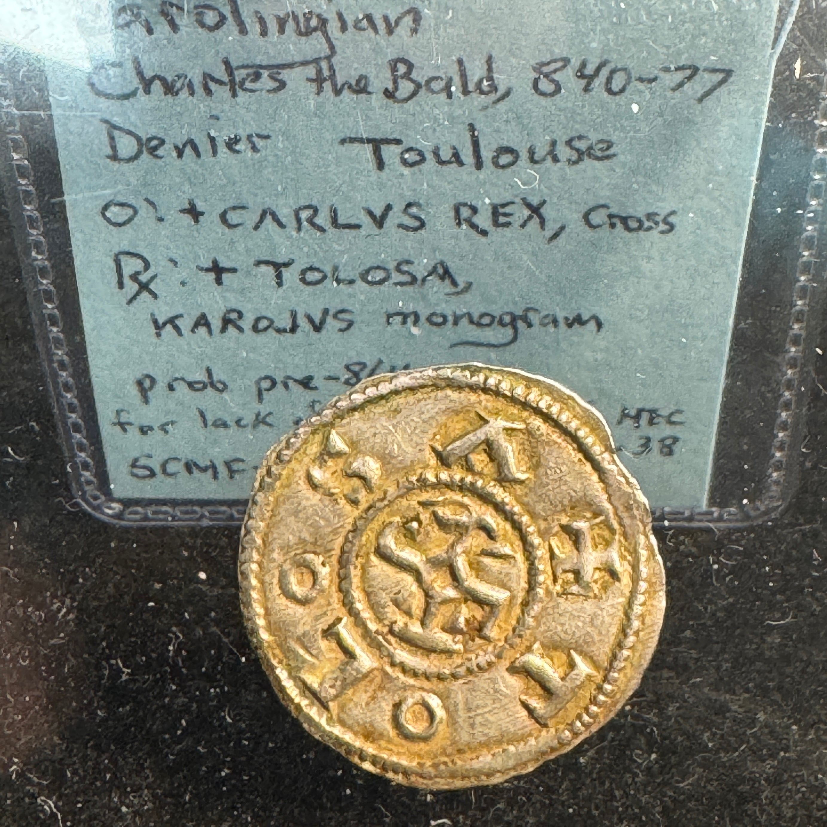 Charles the Bald (840-877) Carolingian France AR Denier, Tolouse Mint ‘Charlemagne type’, excellent strike