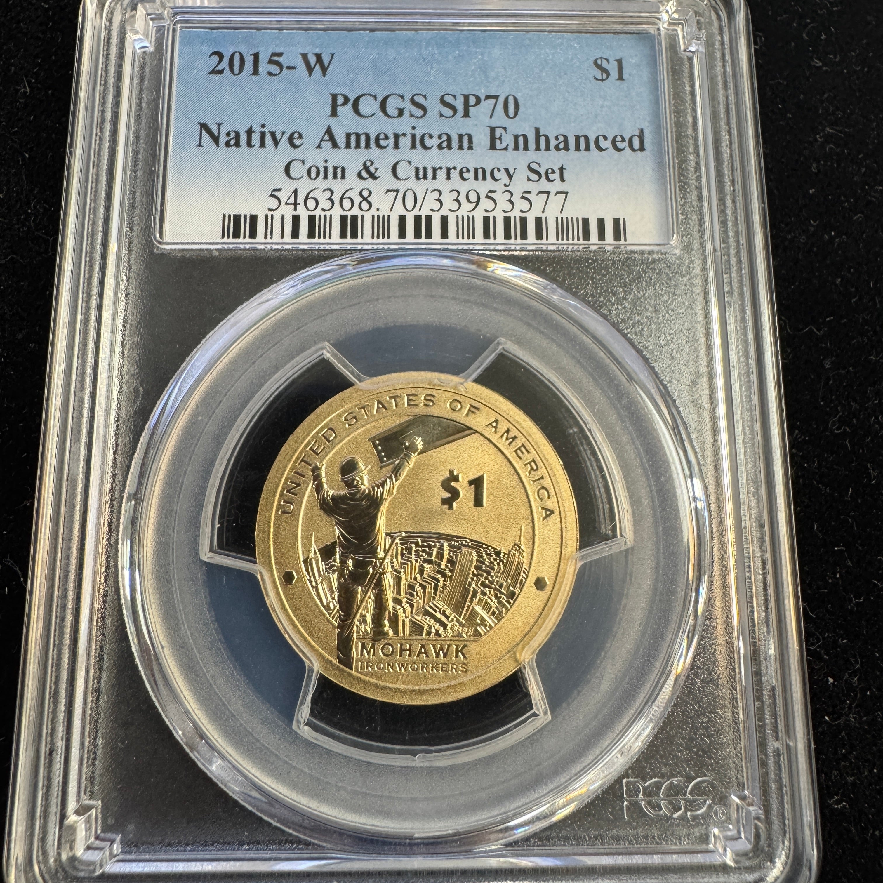 2015-W Native American $1 Mohawk Ironworkers, Enhanced, PCGS SP-70