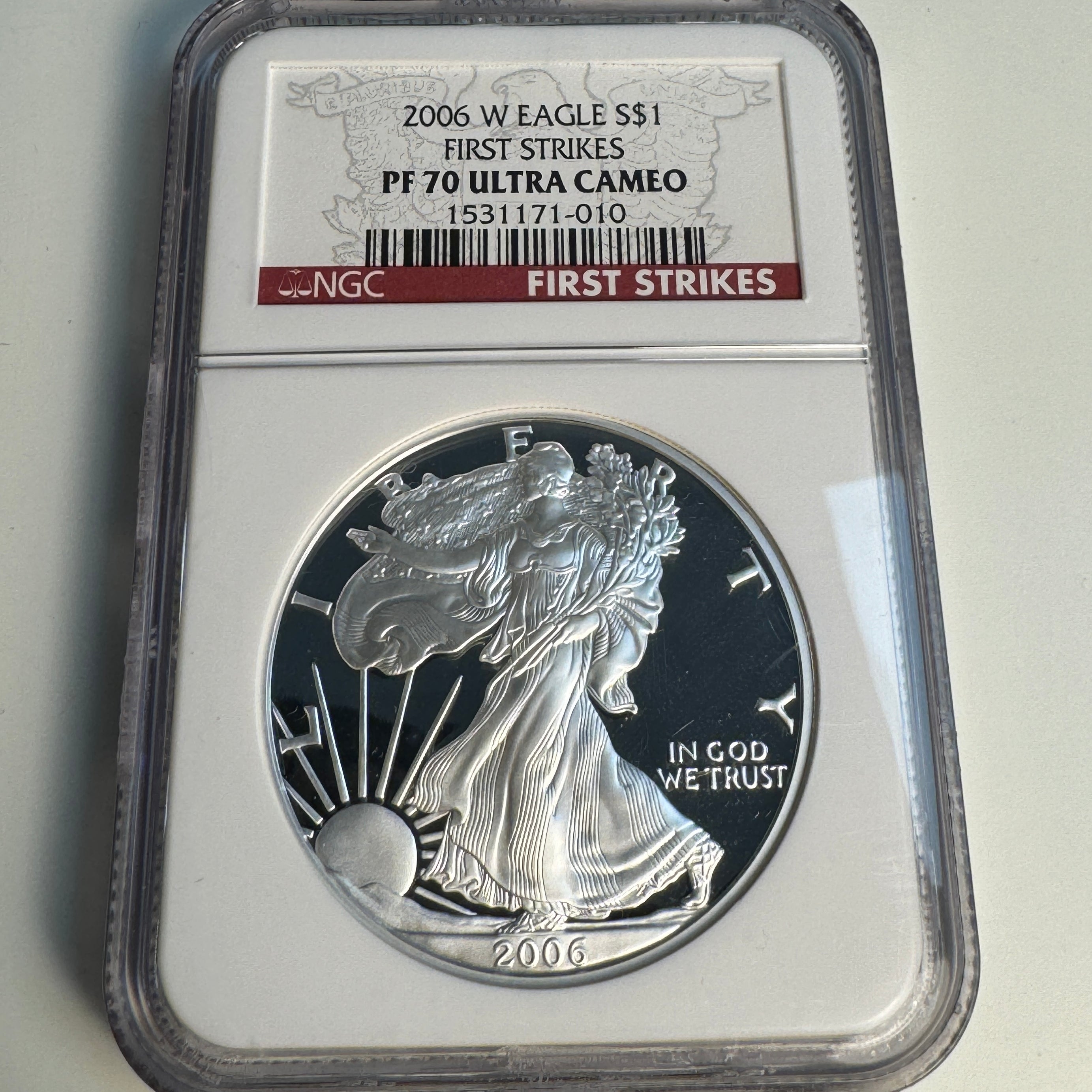 2006 W Proof American Silver Eagle $1, First Strike, NGC PF-70 Ultra Cameo 💎