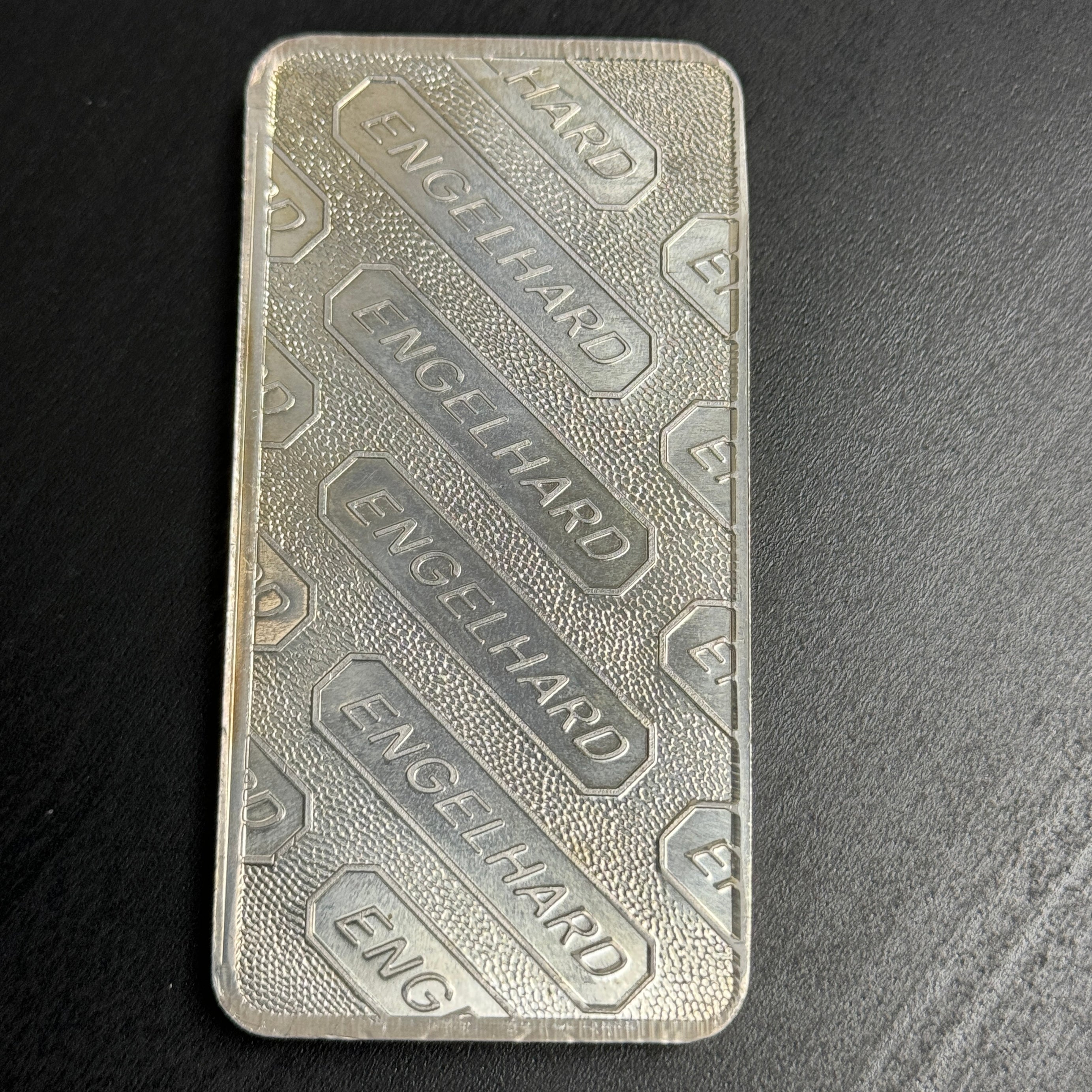Engelhard C-Series Pressed Bar, Logo Pebble Back, 10oz 999 silver ingot