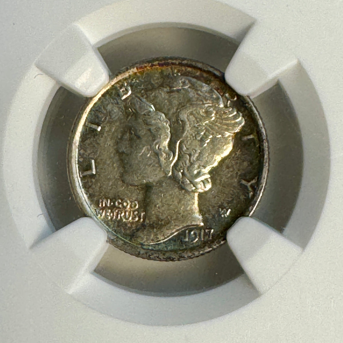 1917-D Mercury Dime 10c, NGC AU-58 Green CAC