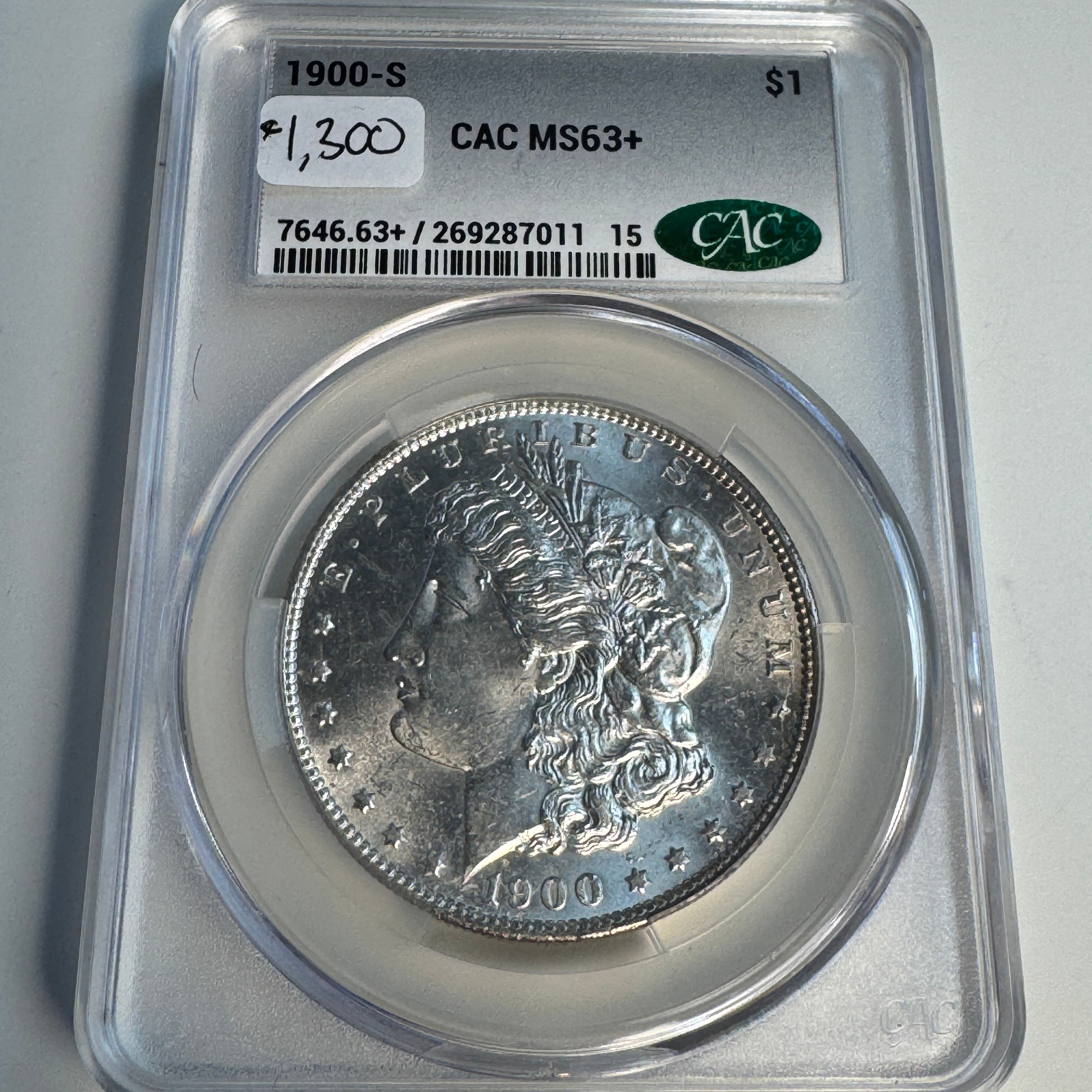 1900-S Morgan Silver Dollar, CAC MS-63+