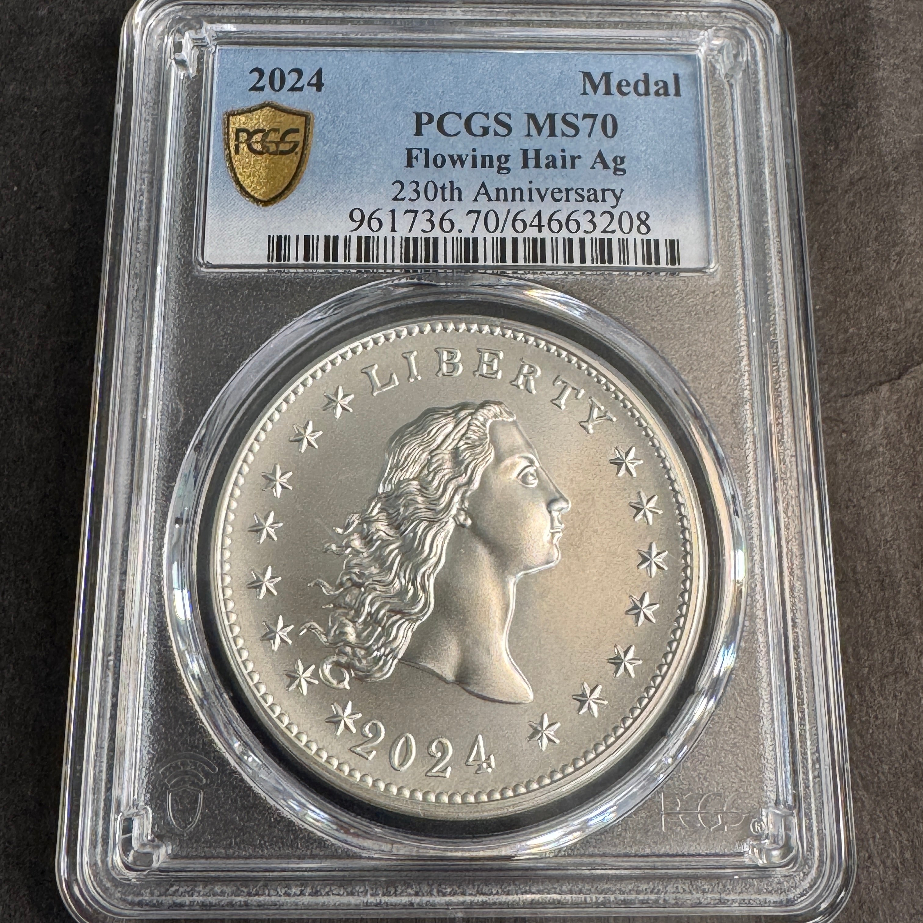 2024 Flowing Hair 230th Anniversary Silver Medal, PCGS MS-70