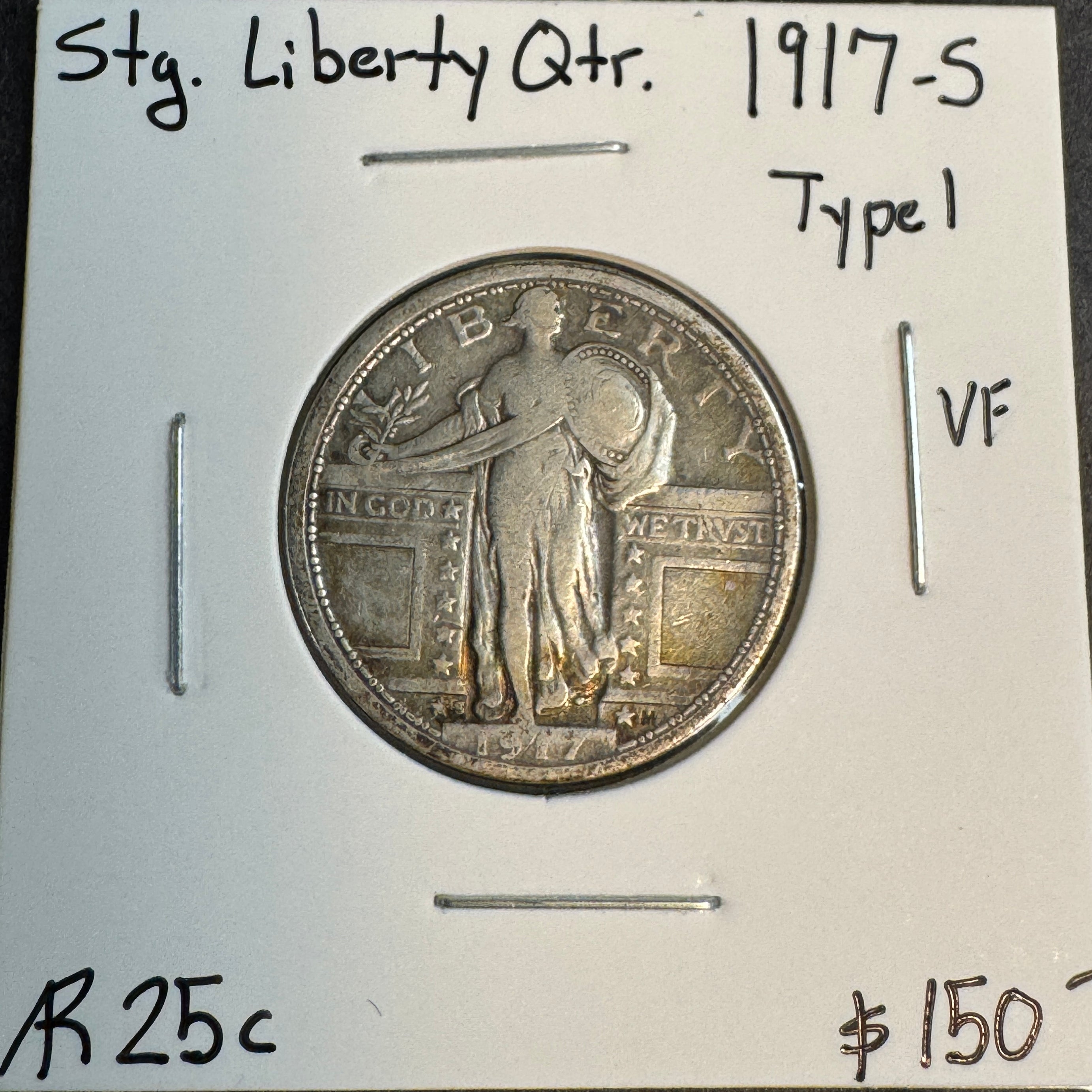 1917-S Type 1 Standing Liberty Quarter AR 25c, VF