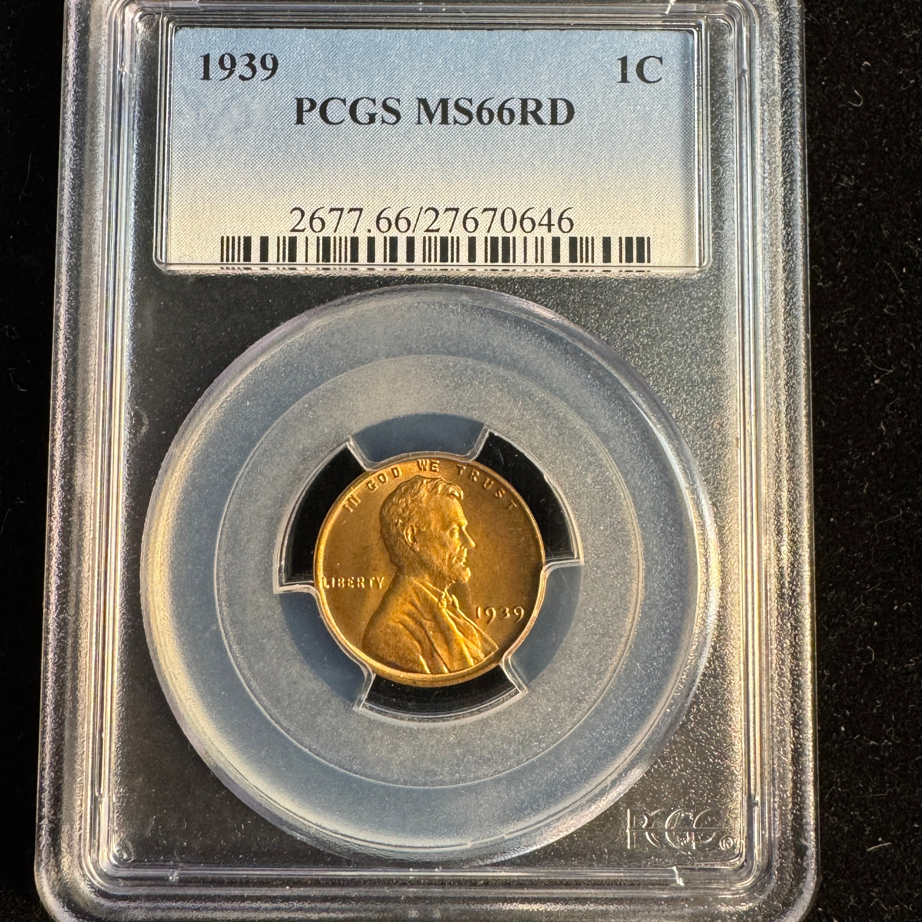 1939 Lincoln Wheat Cent, PCGS MS-66 RD