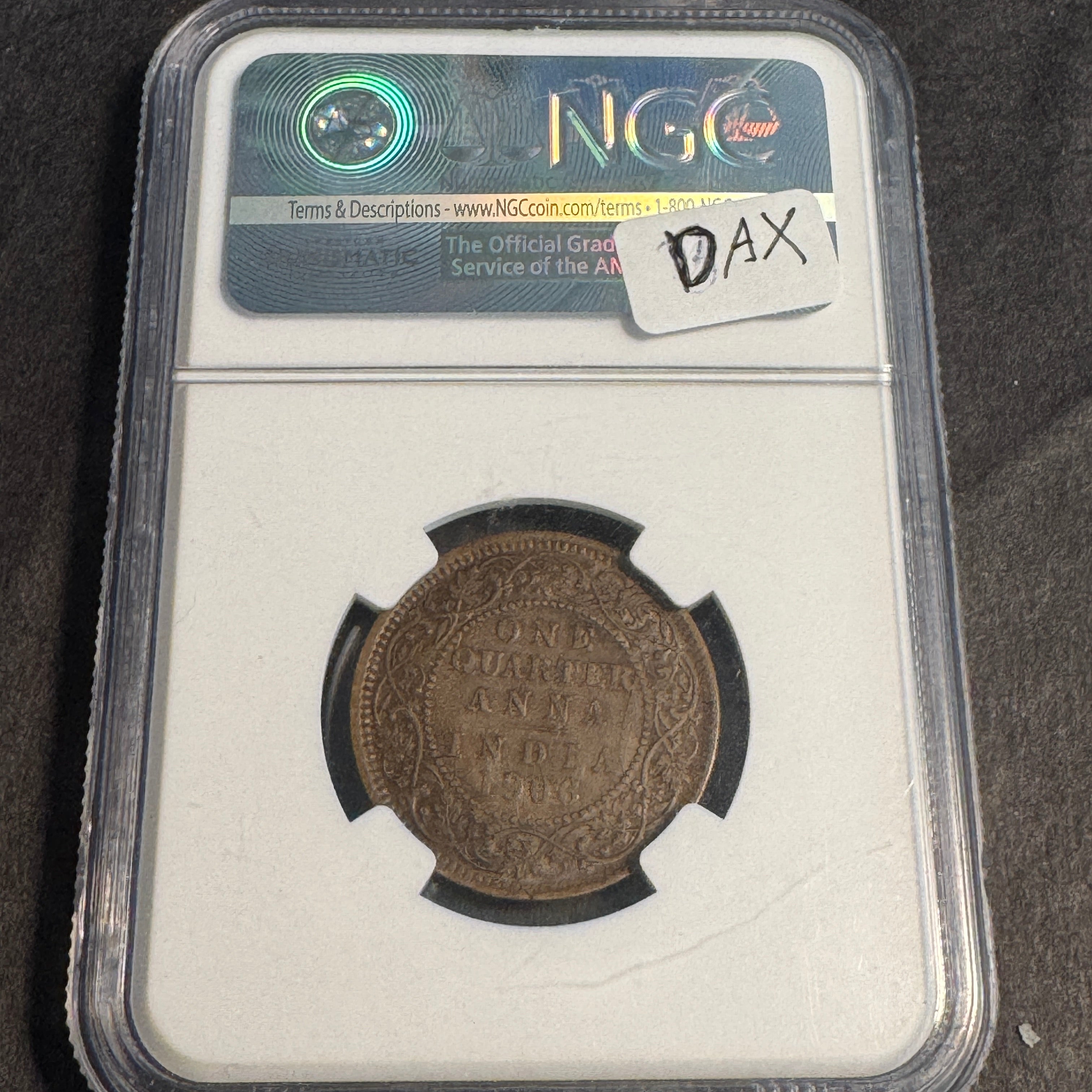 1906 (C) India 1/4 Anna Copper, Edward VII, NGC VF-35 BN 🇬🇧🇮🇳