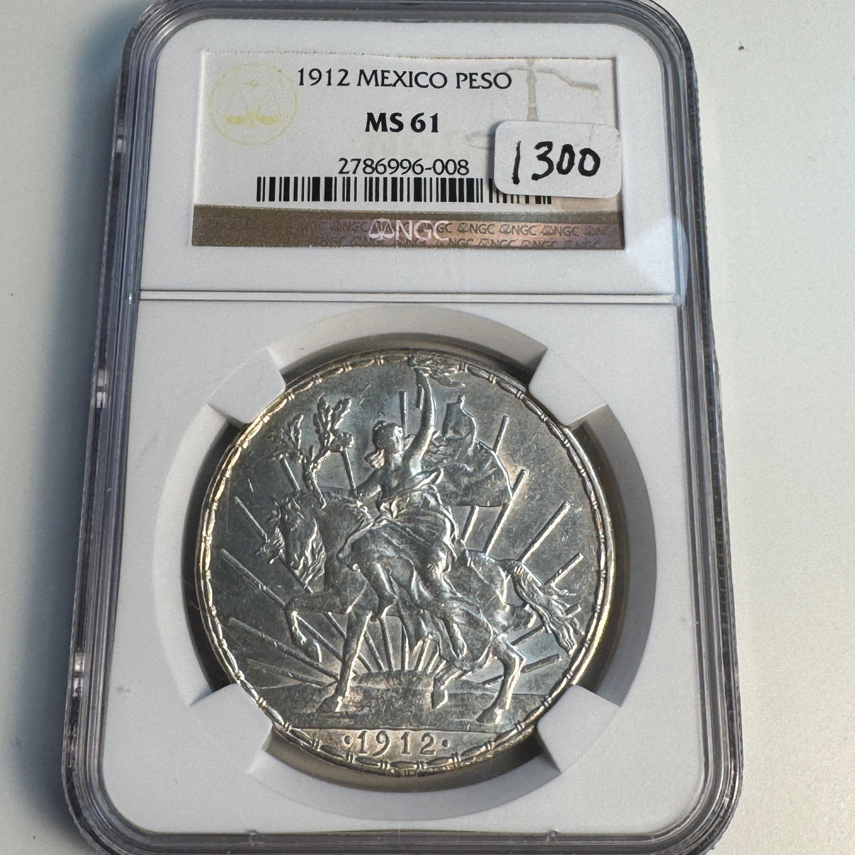 1912 Mexico AR Peso “Caballito”, NGC MS-61