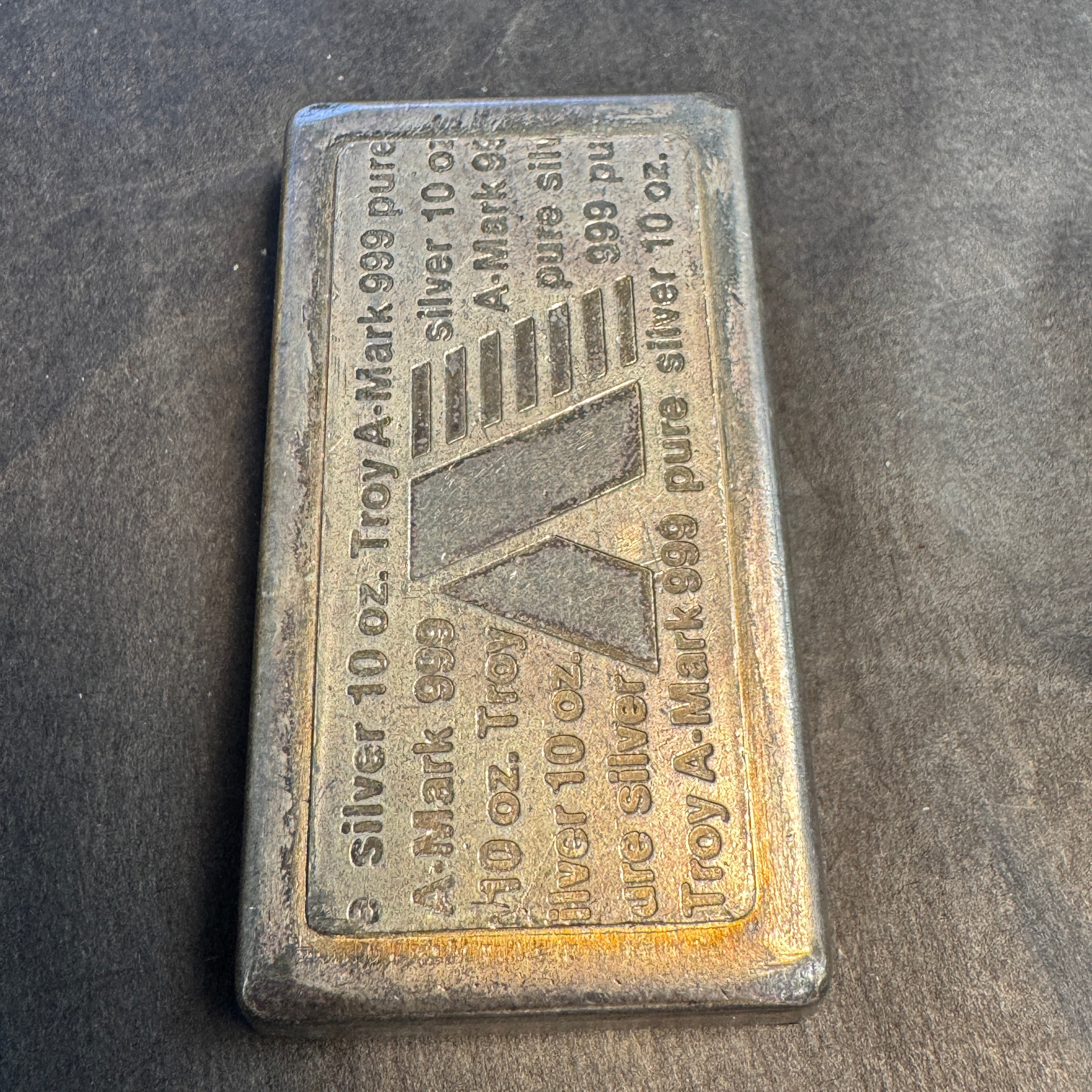 Vintage A-MARK 10oz 999 Silver USVI Assay Ingot