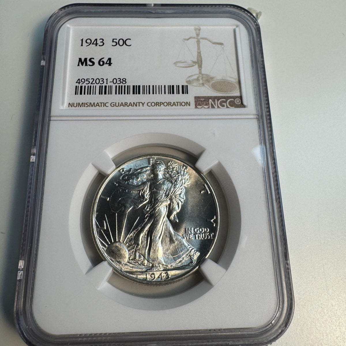 1943 Walking Liberty Half Dollar, NGC MS-64