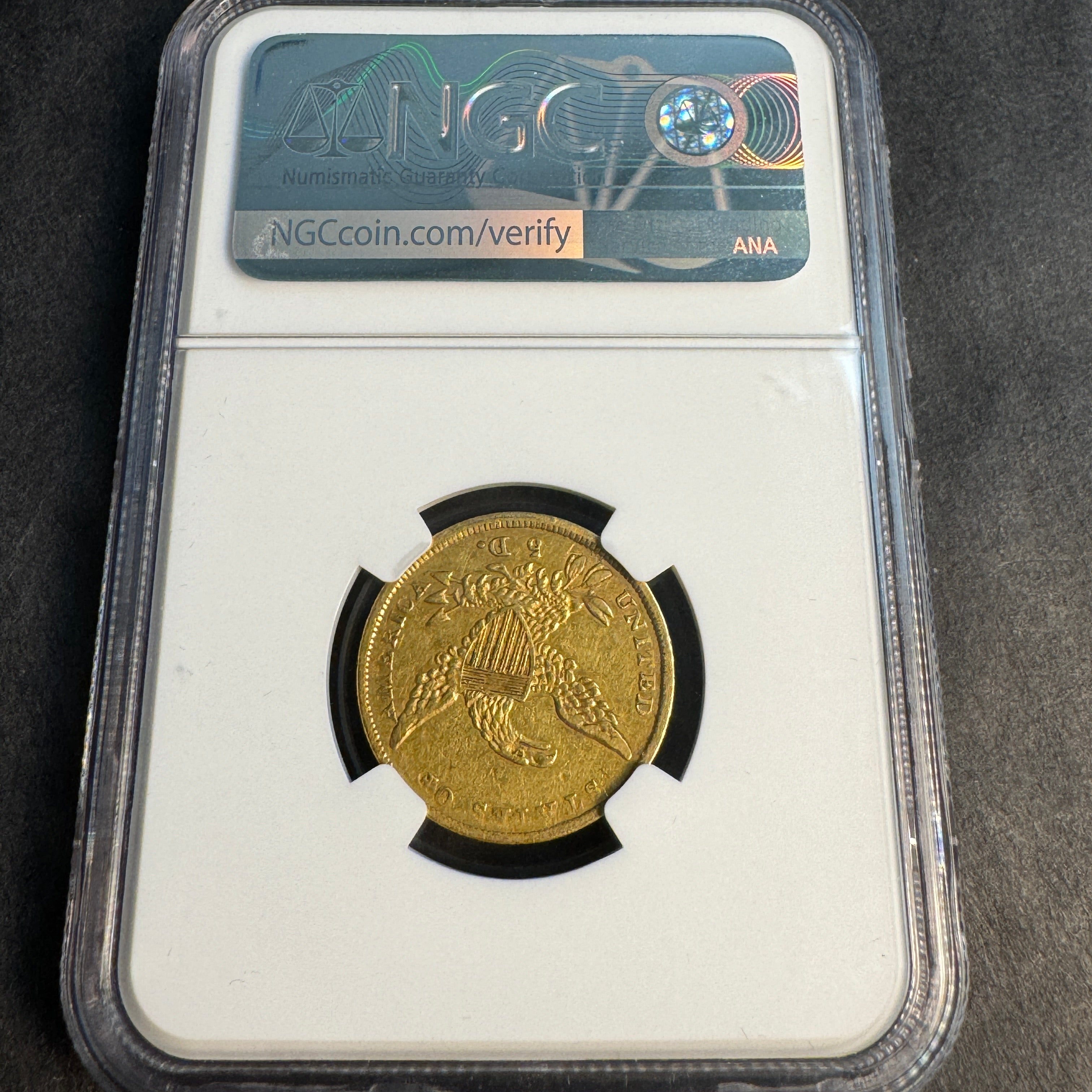 1837 Classic Head Gold $5, NGC XF-45